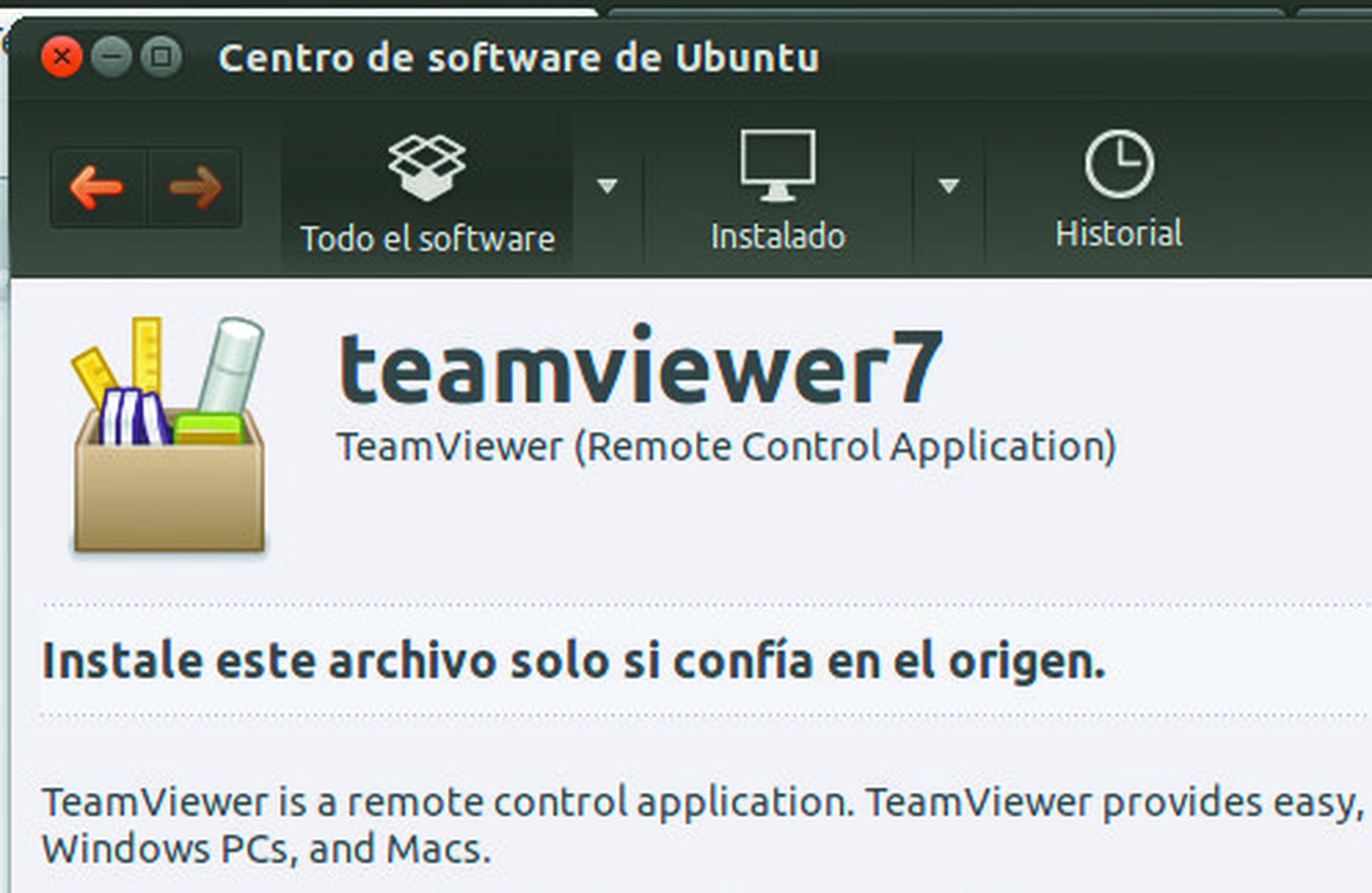 Ventana Instalacion TeamViewer Linux