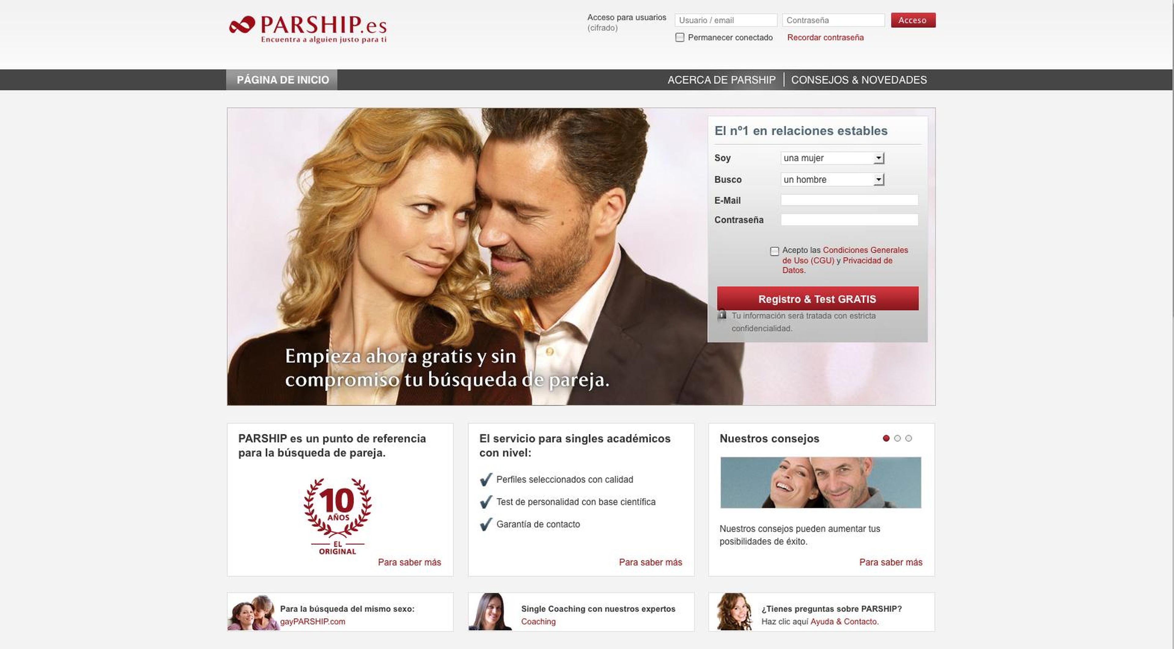 imagen de página principal de Parship