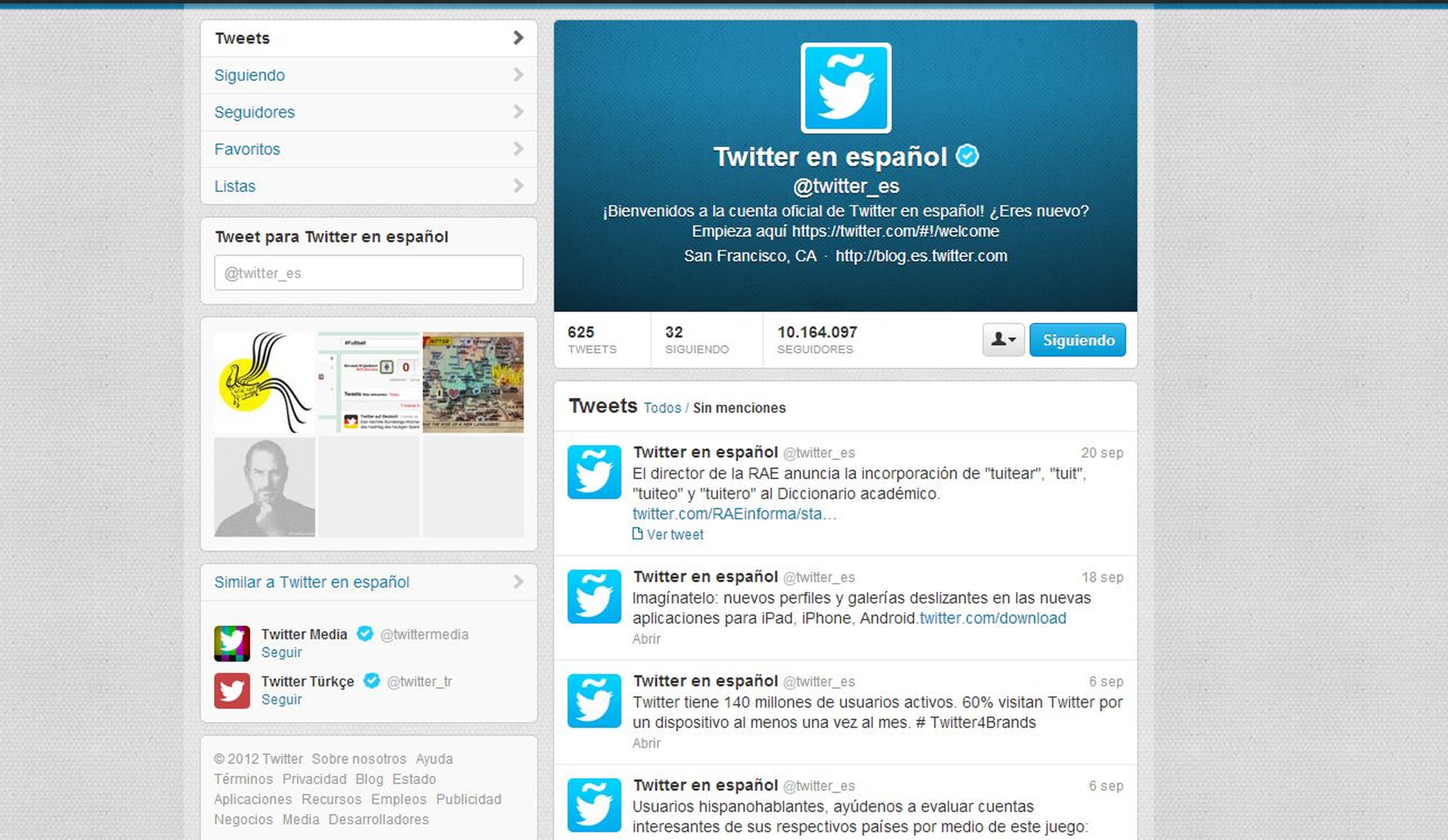 Interfaz Twitter Español
