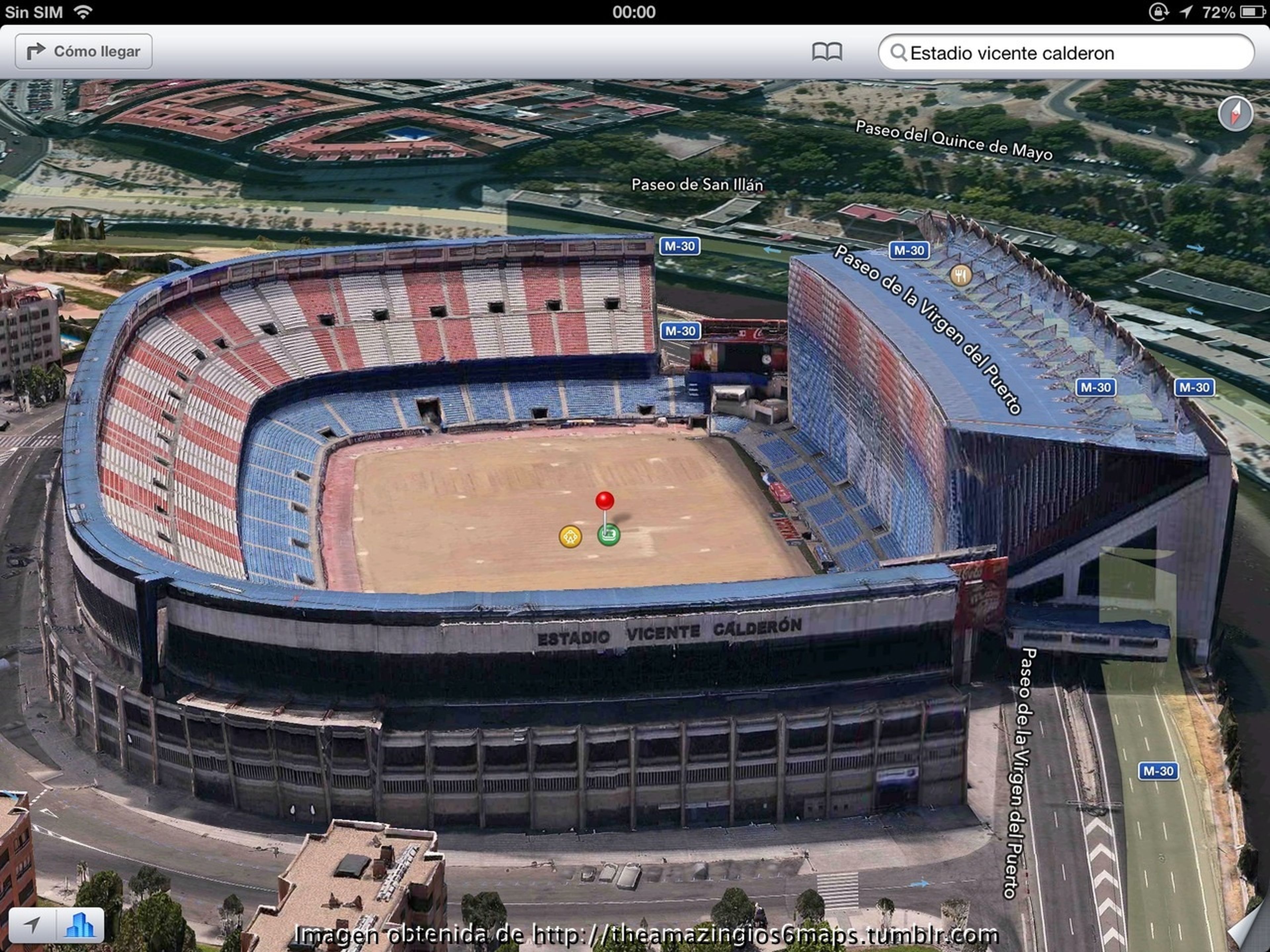 Aspecto del Vicente Calderón en Apple Mapas
