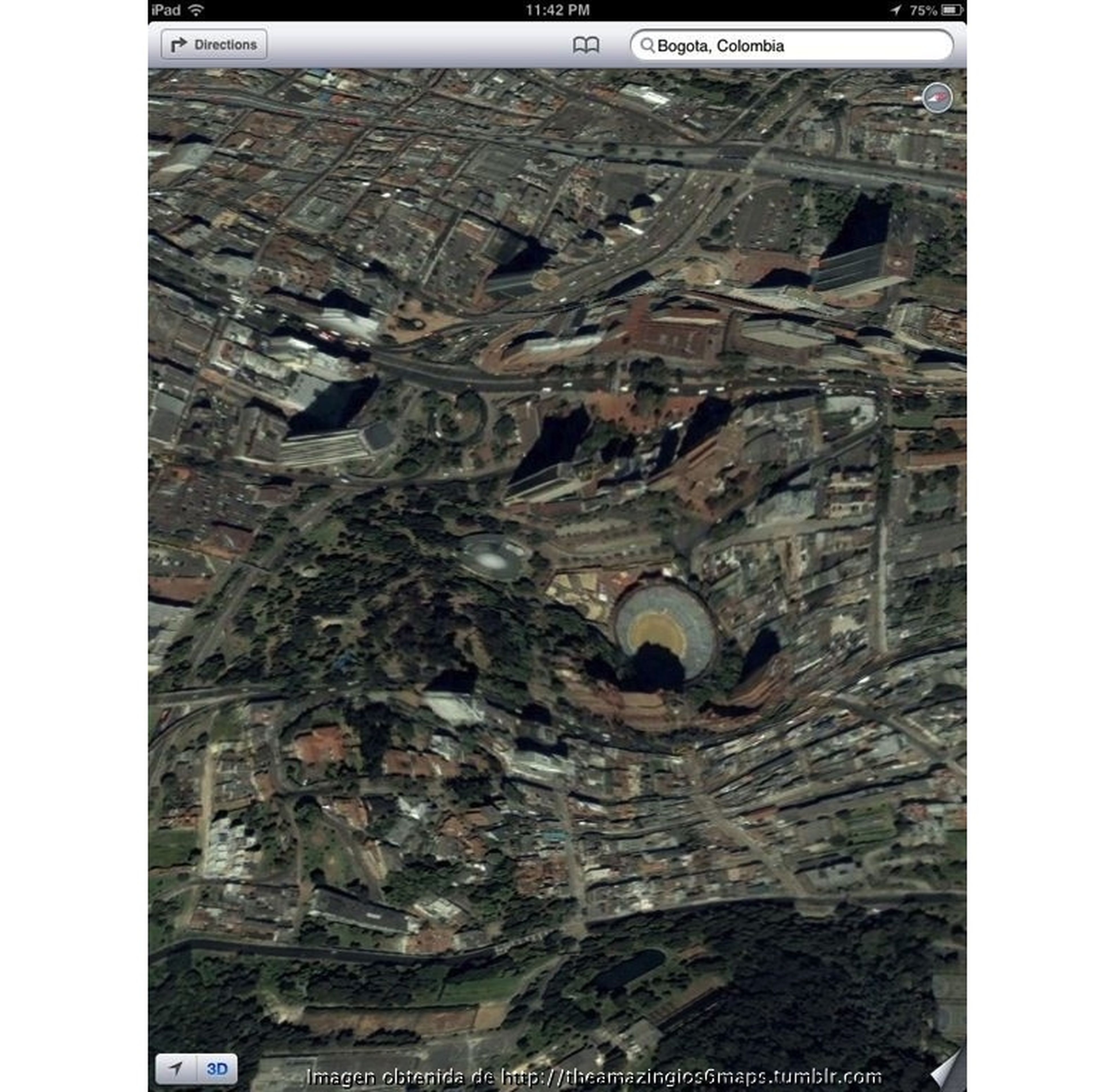 Aspecto de la ciudad de Bogotá en Apple Mapas
