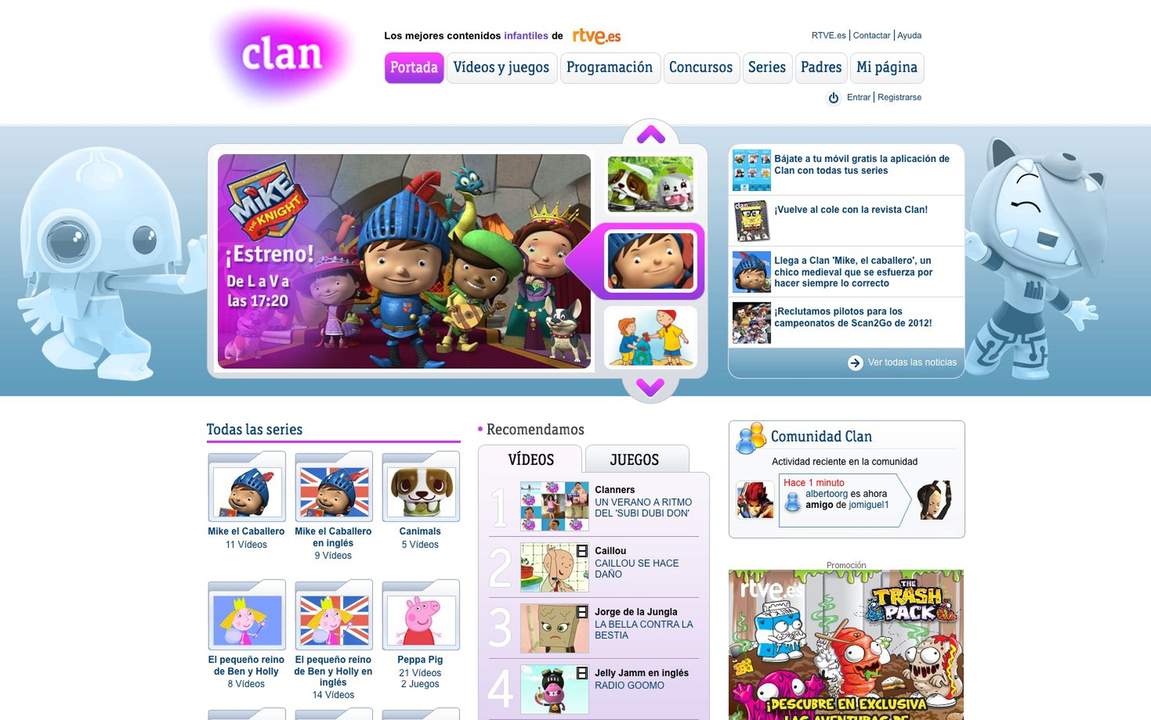 imagen de página web de clan tv