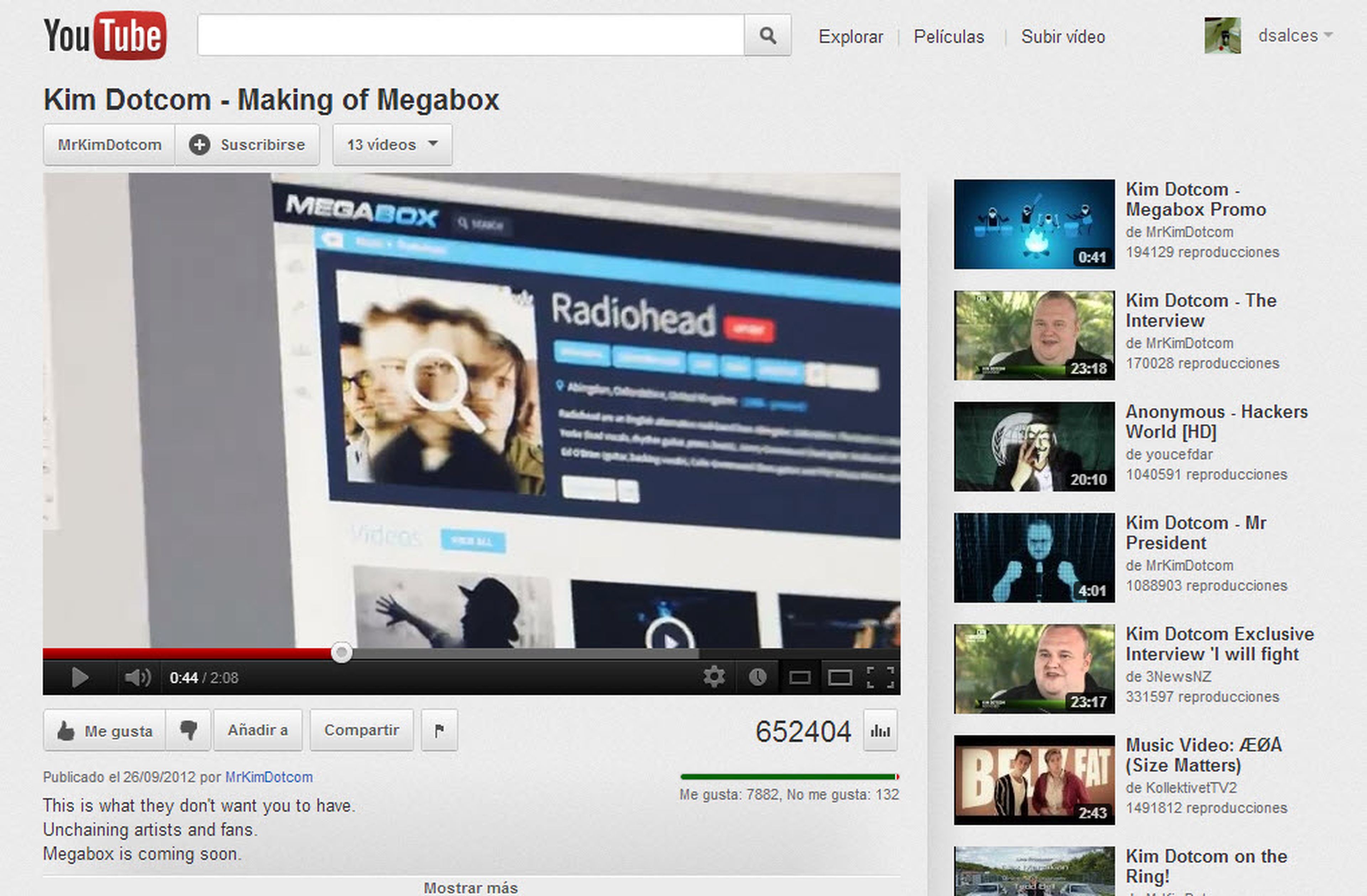 Vídeo de presentación de Megabox en Youtube