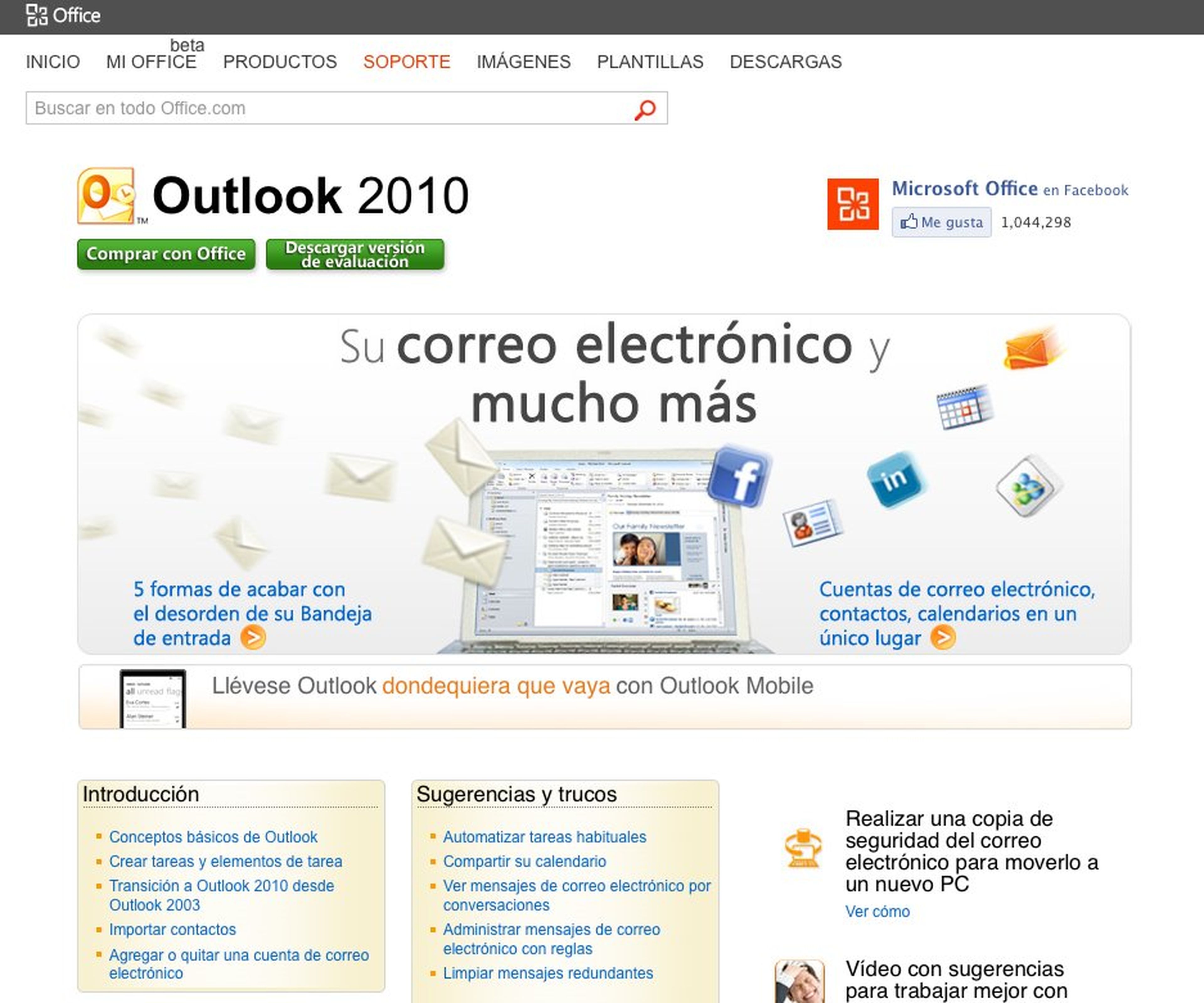 Interfaz web Outlook