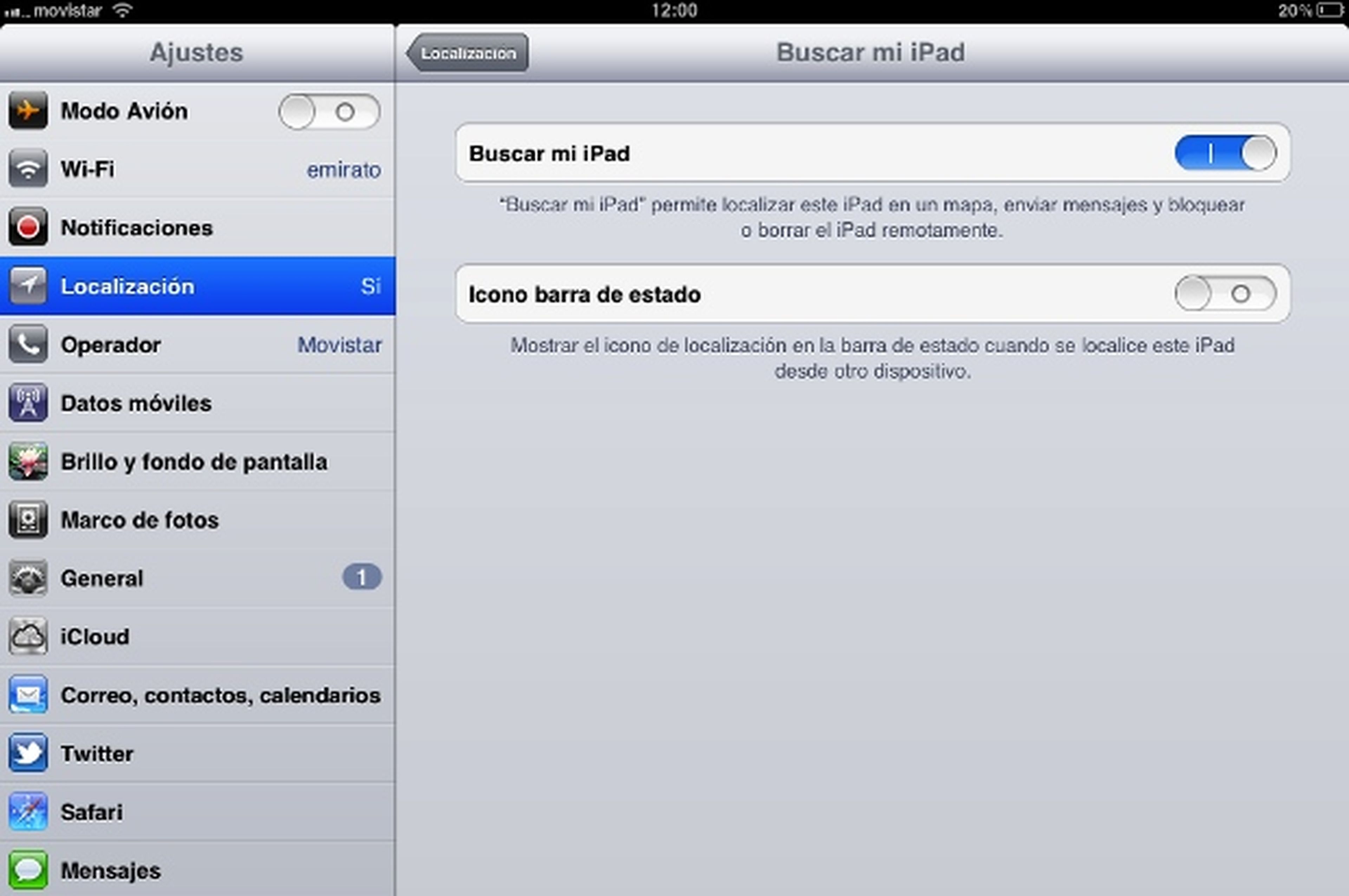 Configuración de Buscar mi iPhone en iPad