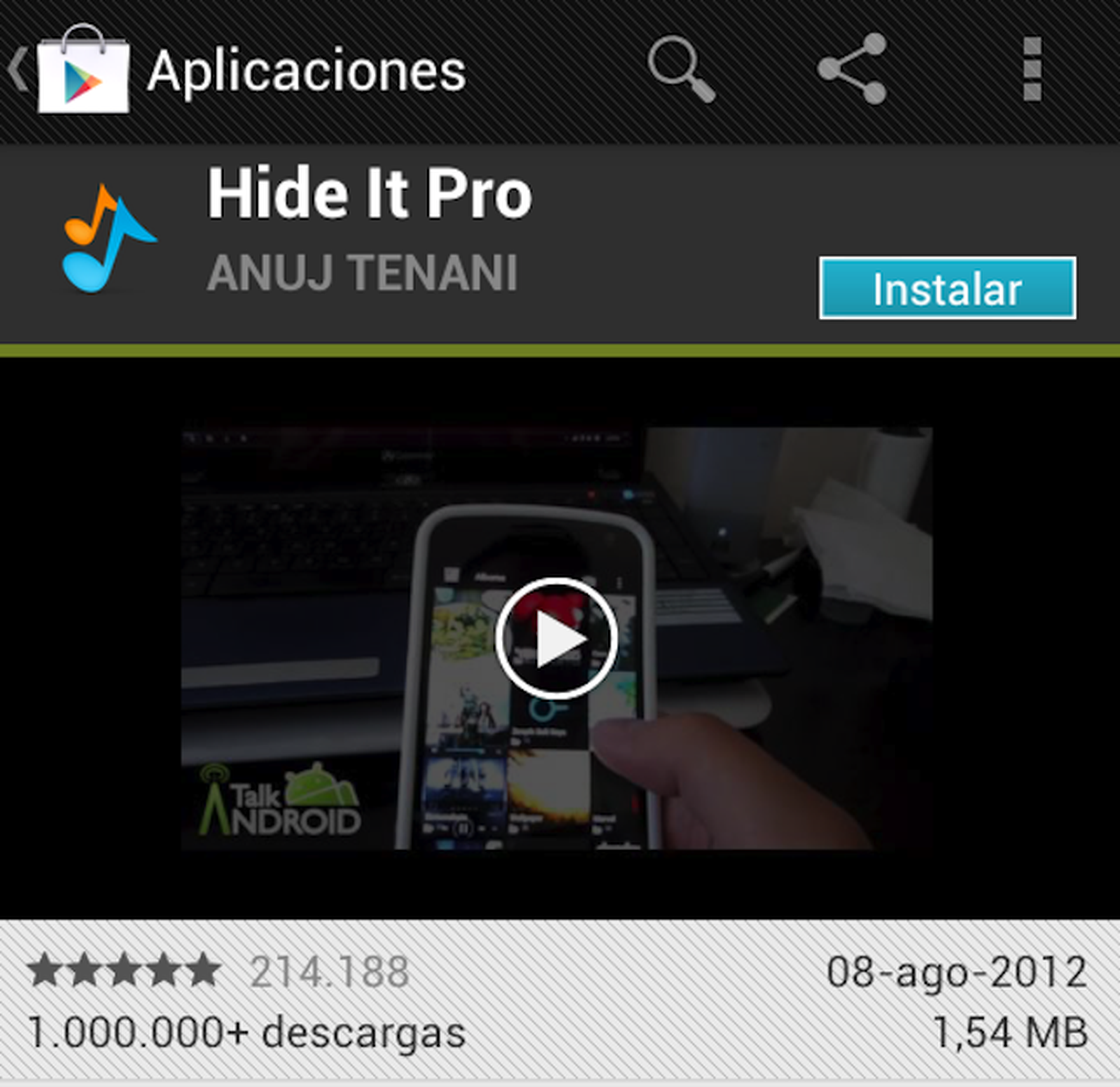 Descarga Hide It Pro de Google Play