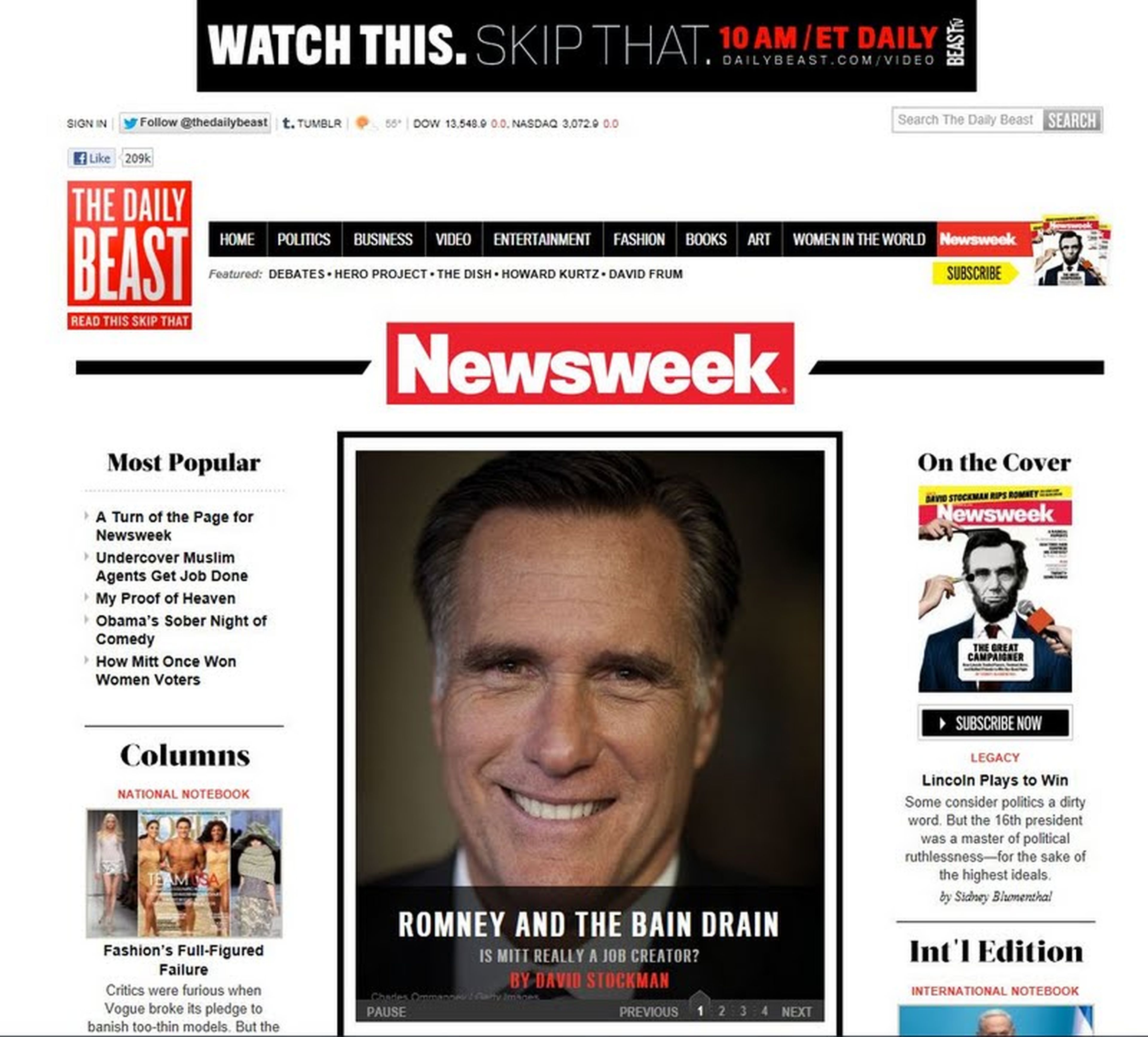 Intefaz de Newsweek