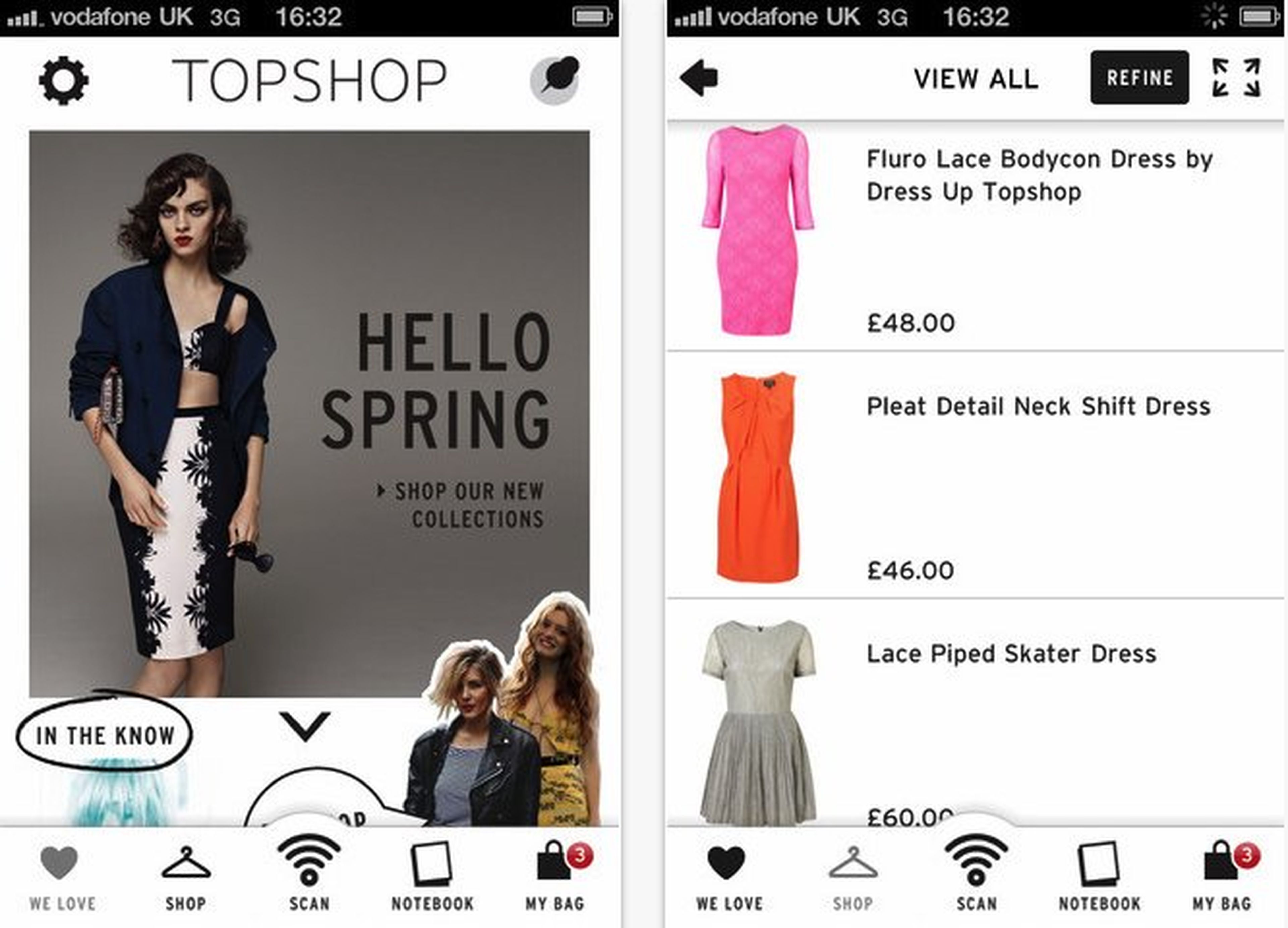 Interfaz app Top Shop