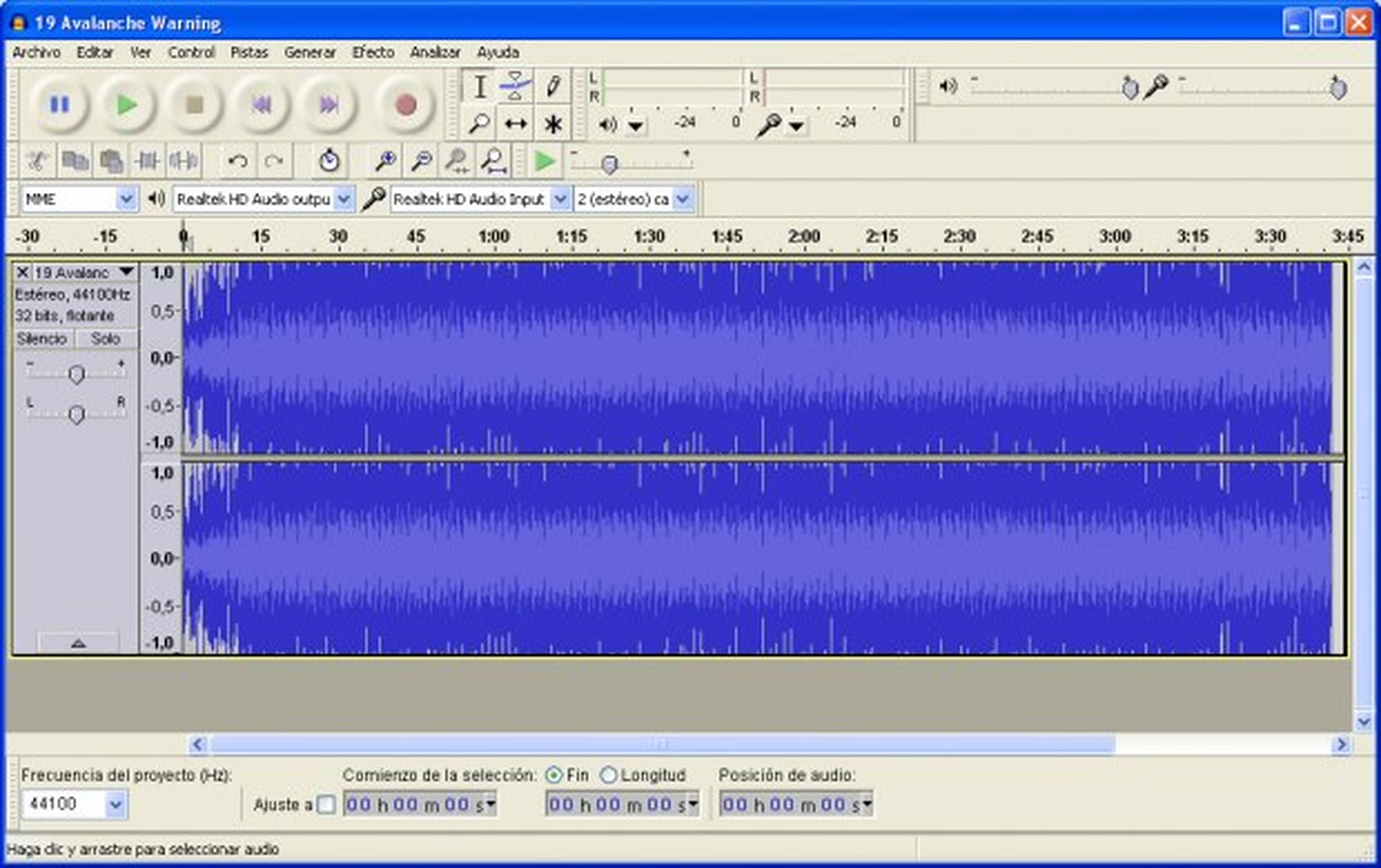 Divide un archivo de audio con Audacity 01