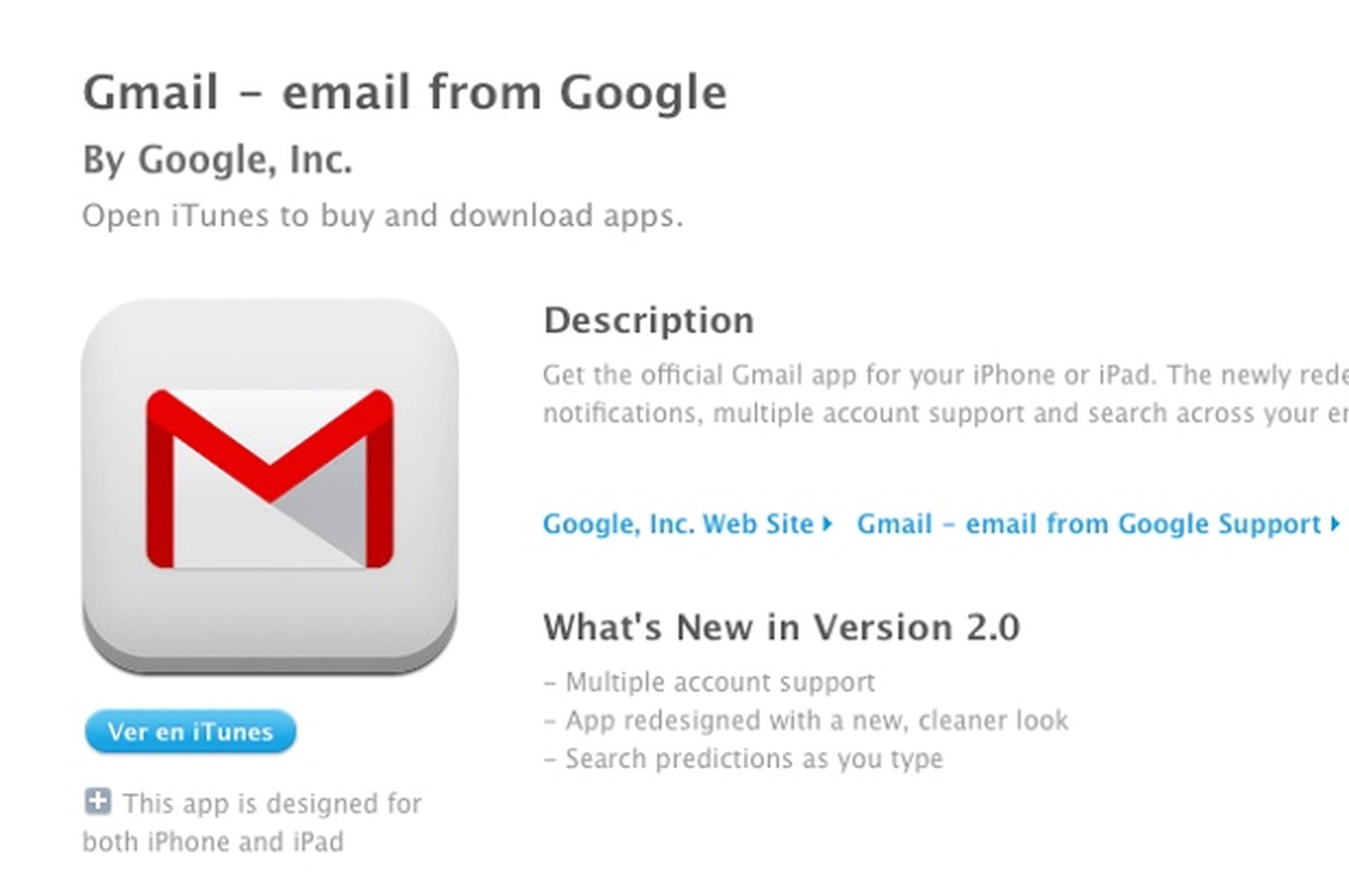 actualizacion app gmail iOS