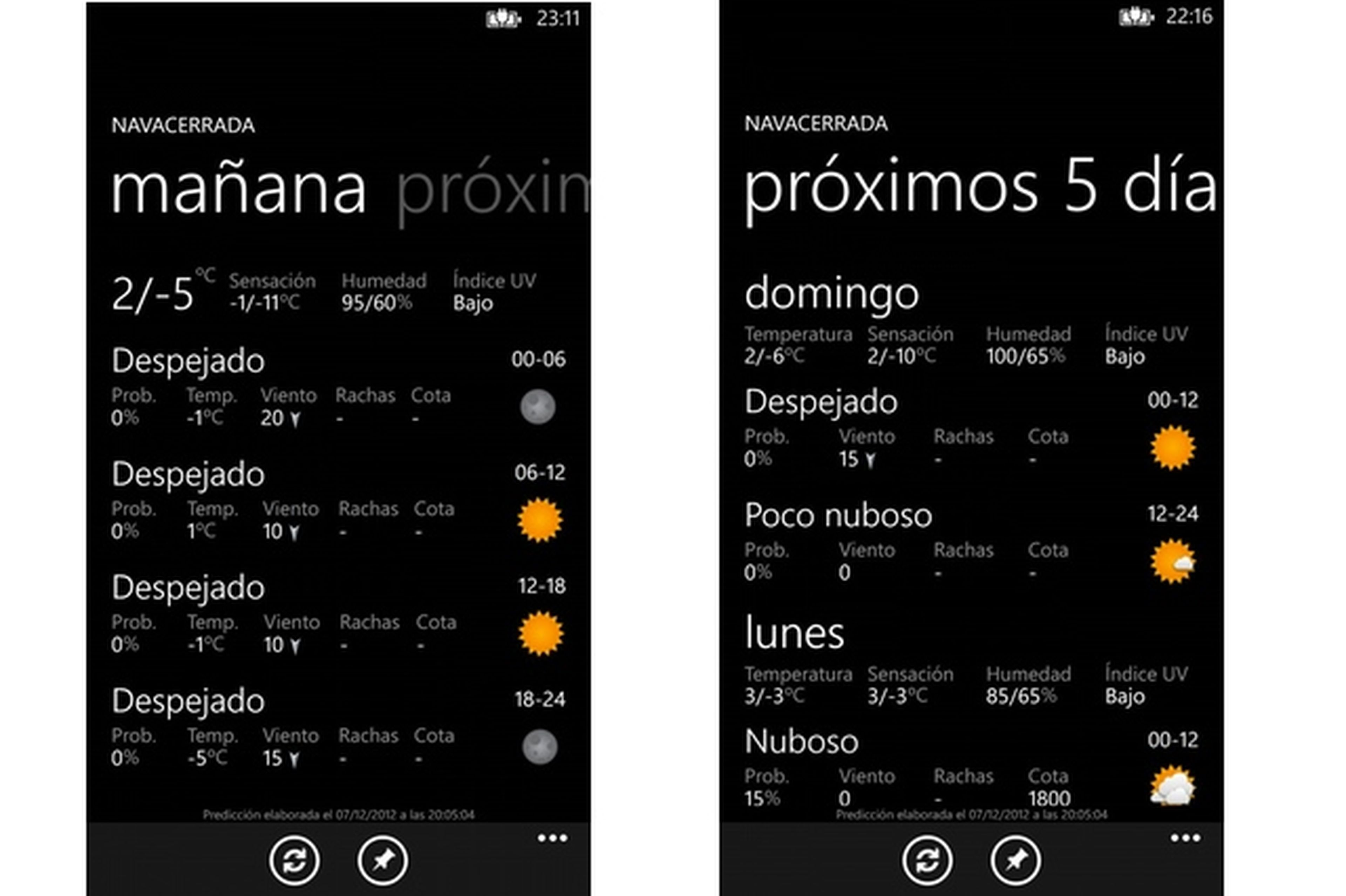 App El Tiempo para Windows Phone 8