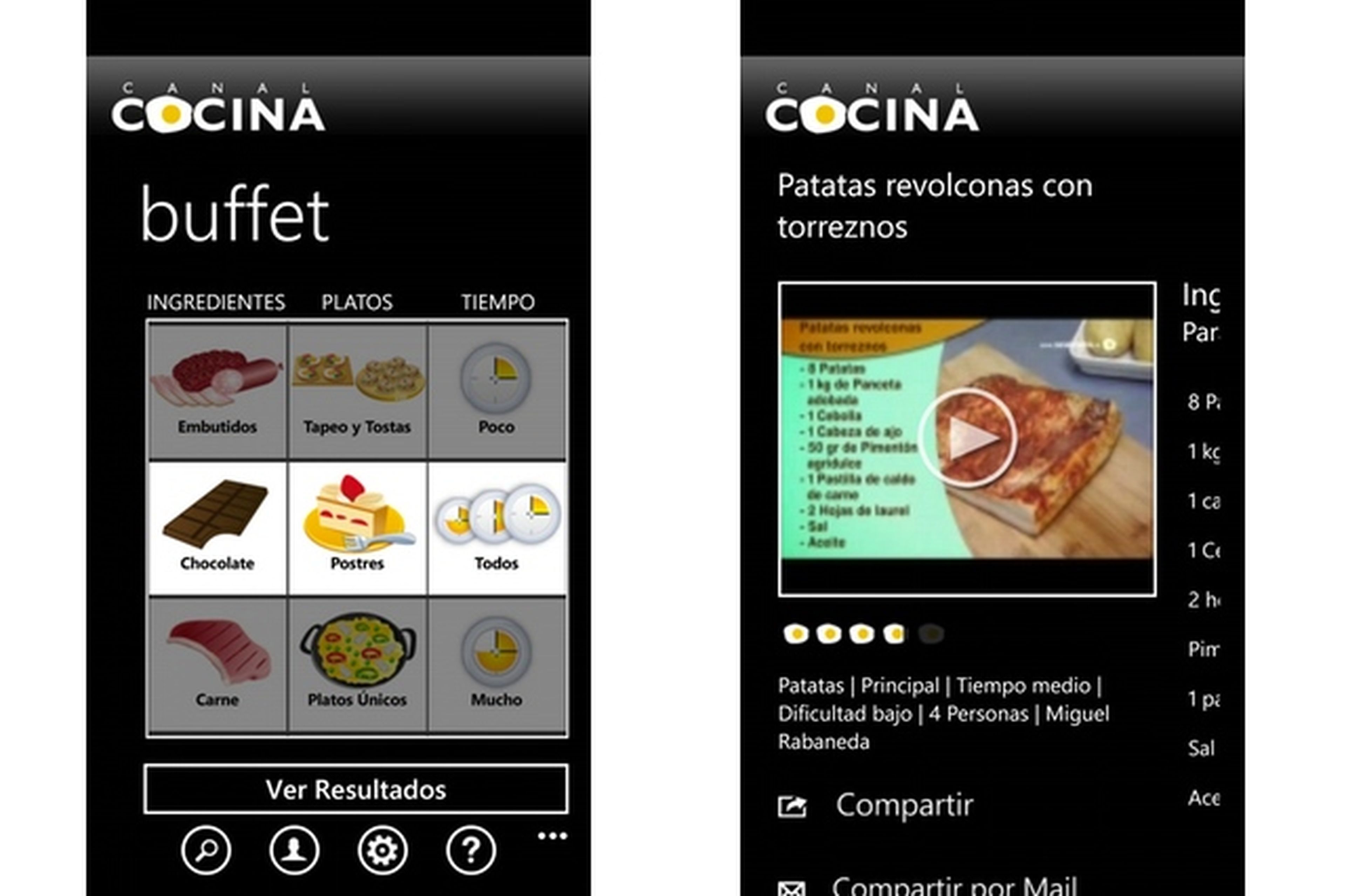 App Canal Cocina para Windows Phone 8