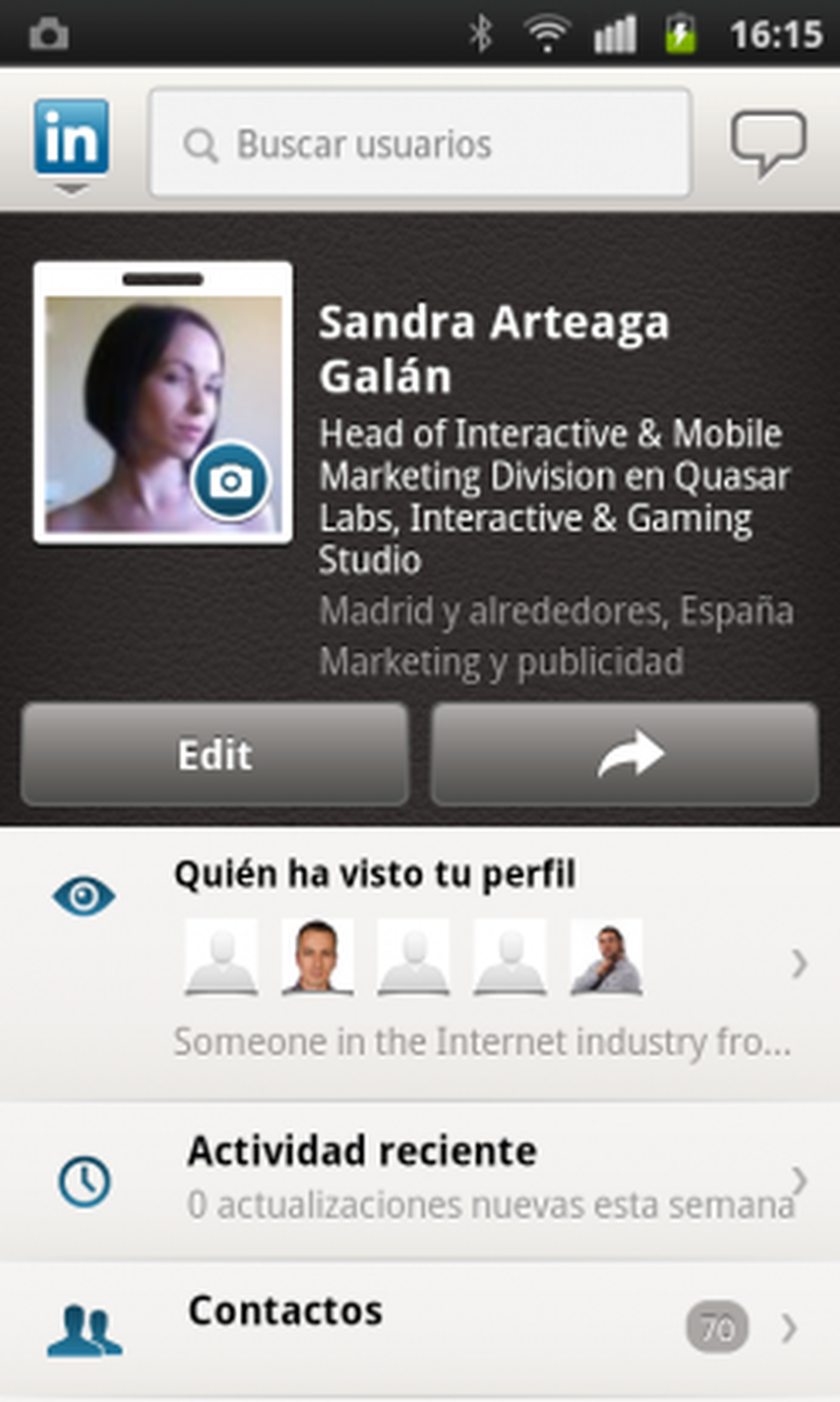 Ve y edita tu perfil en la app de LinkedIn