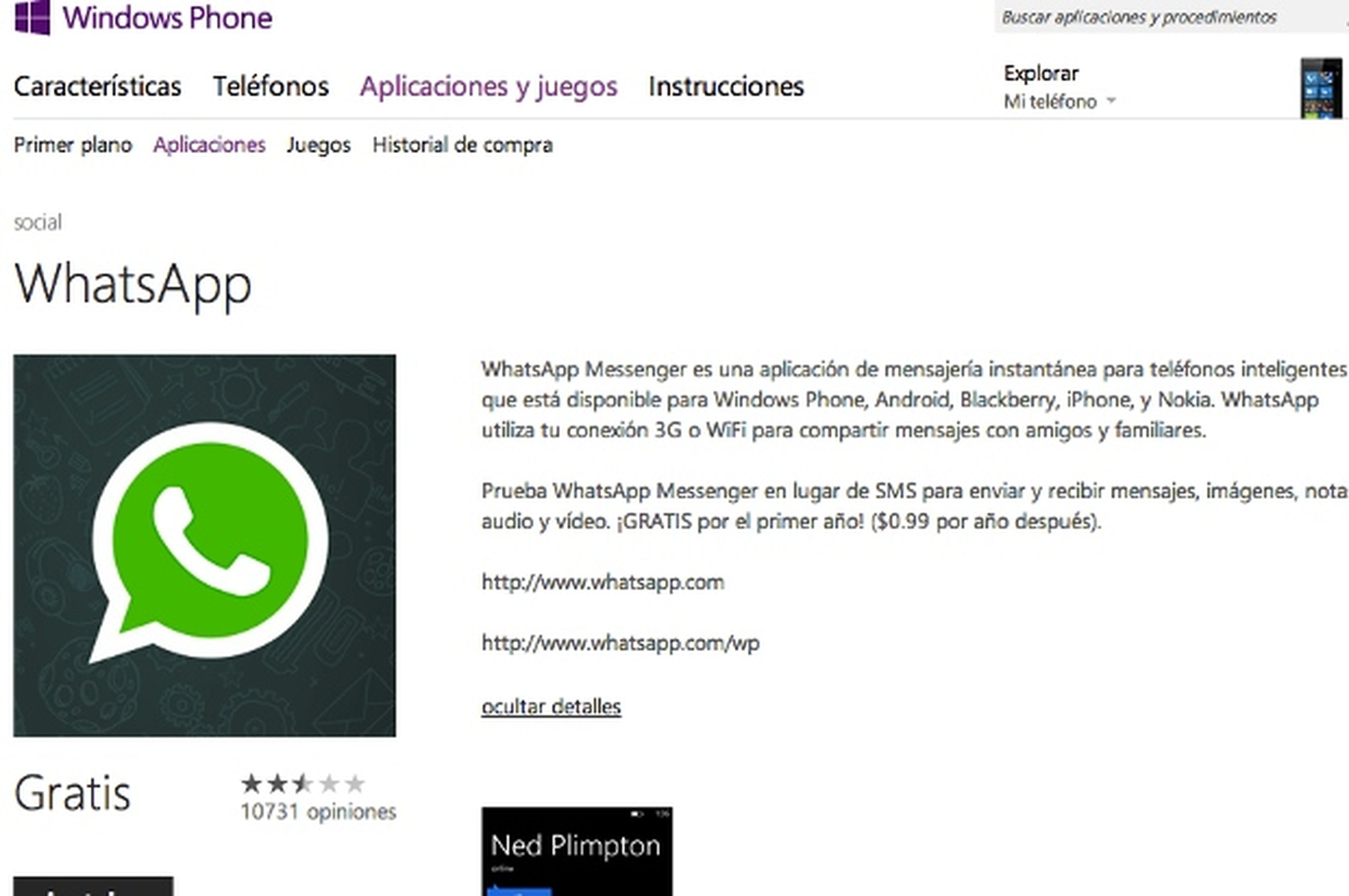 Whatsapp para Windows Phone 8 ya está disponible