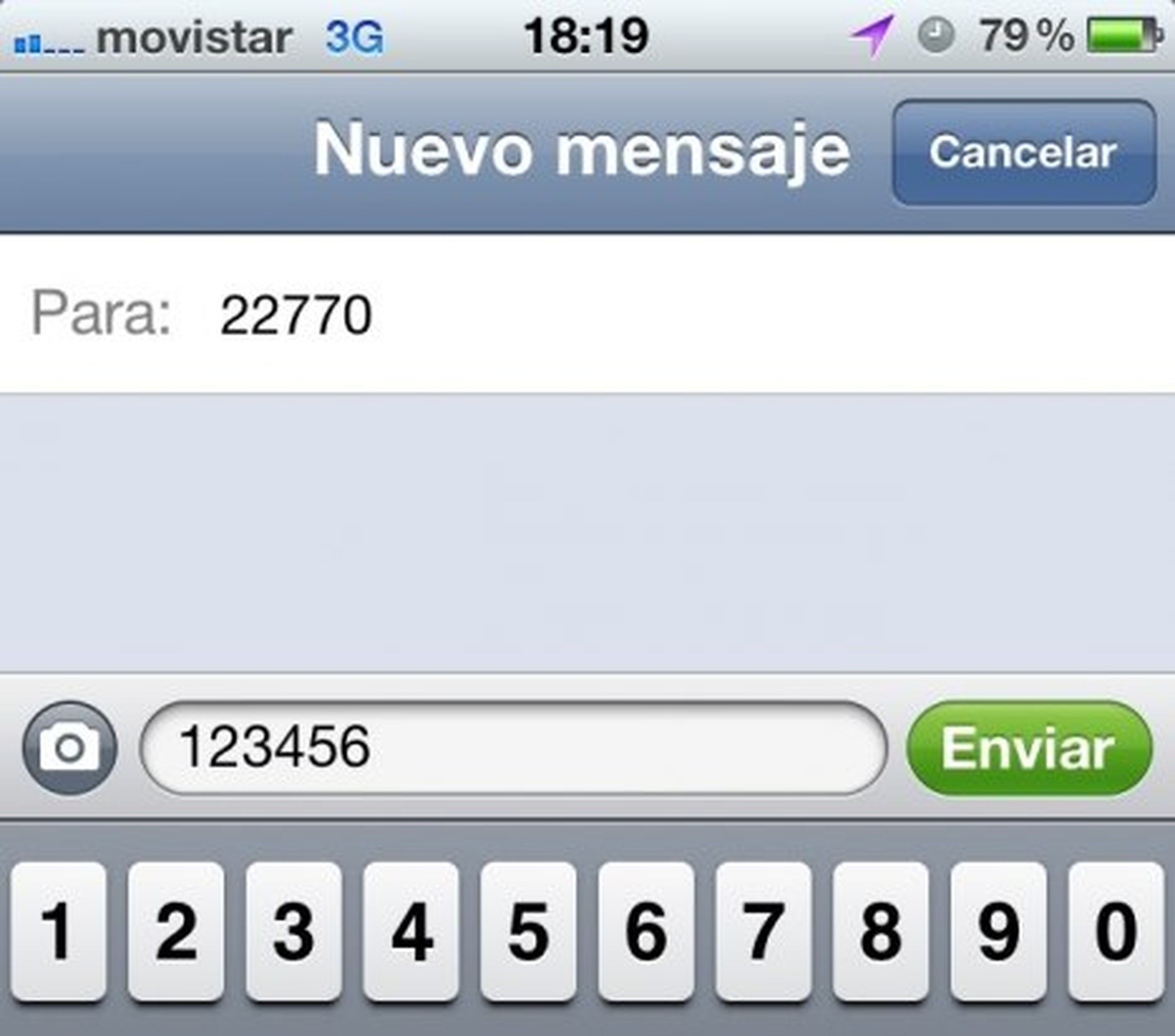 Mensaje SMS para configurar la clave de acceso a Segunda Línea de Movistar