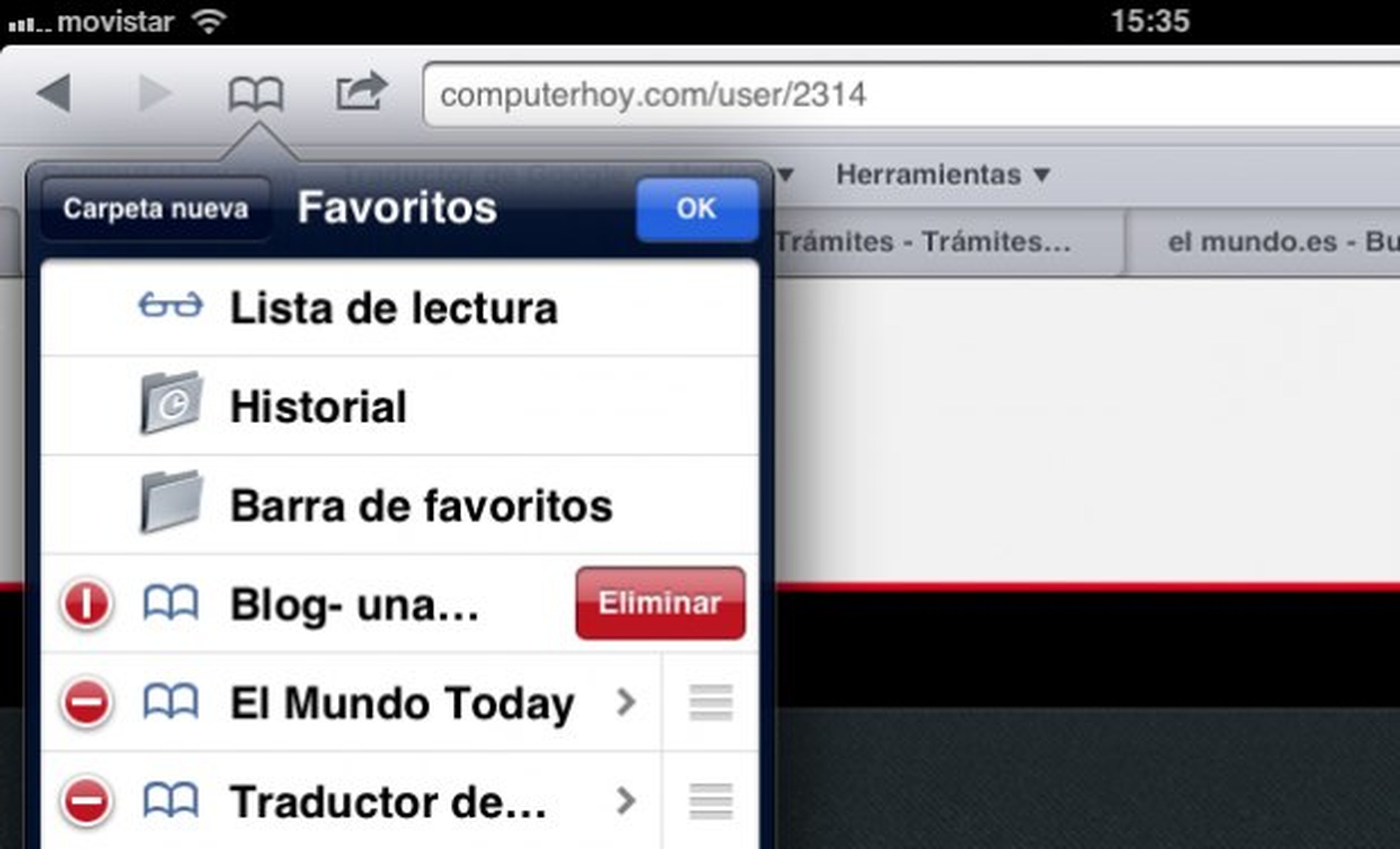 Organiza tus favoritos en Safari para iOS