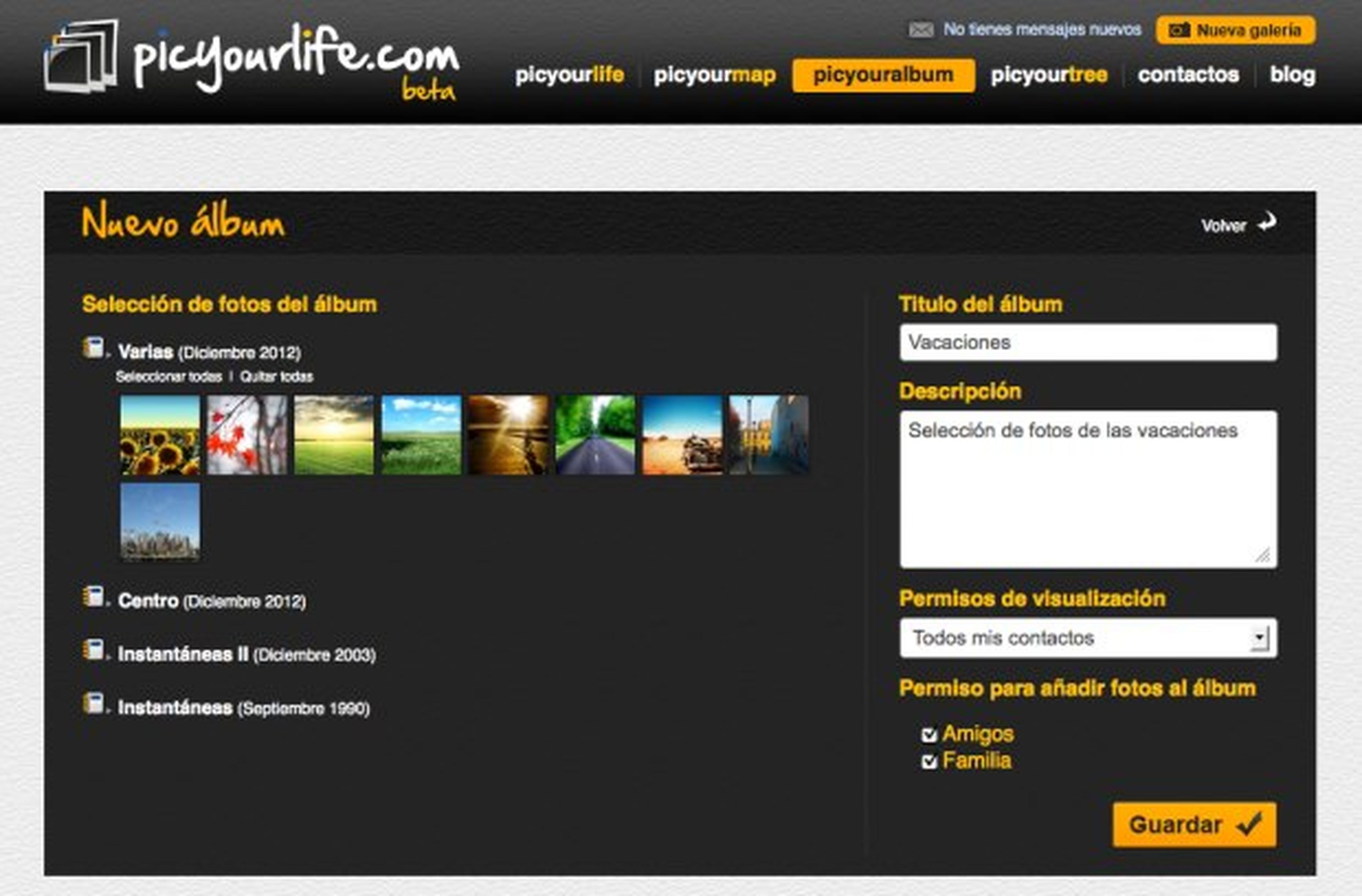 Organiza tus fotos en álbumes en Picyourlife