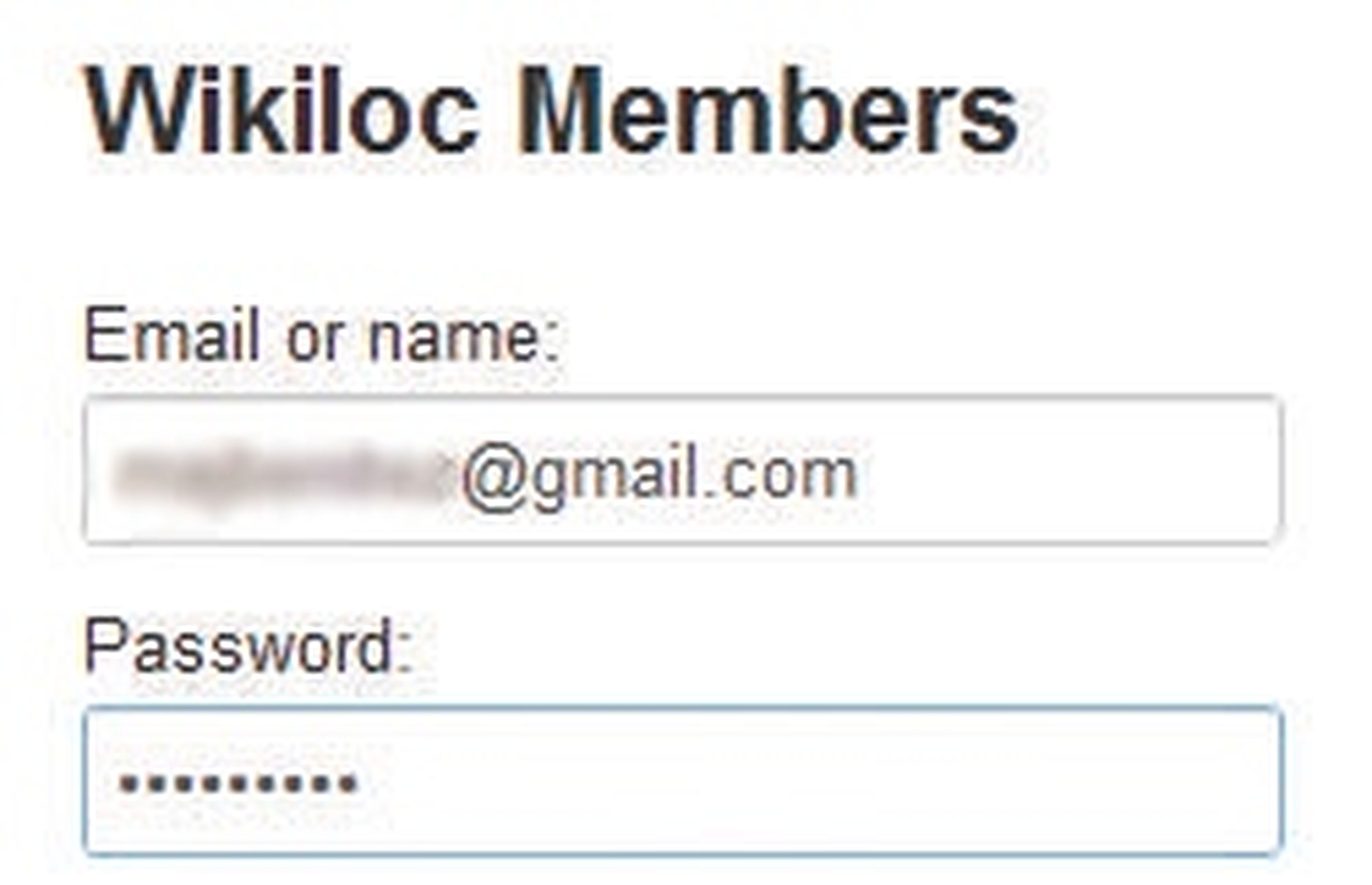 Ventana para el registro en Wikiloc