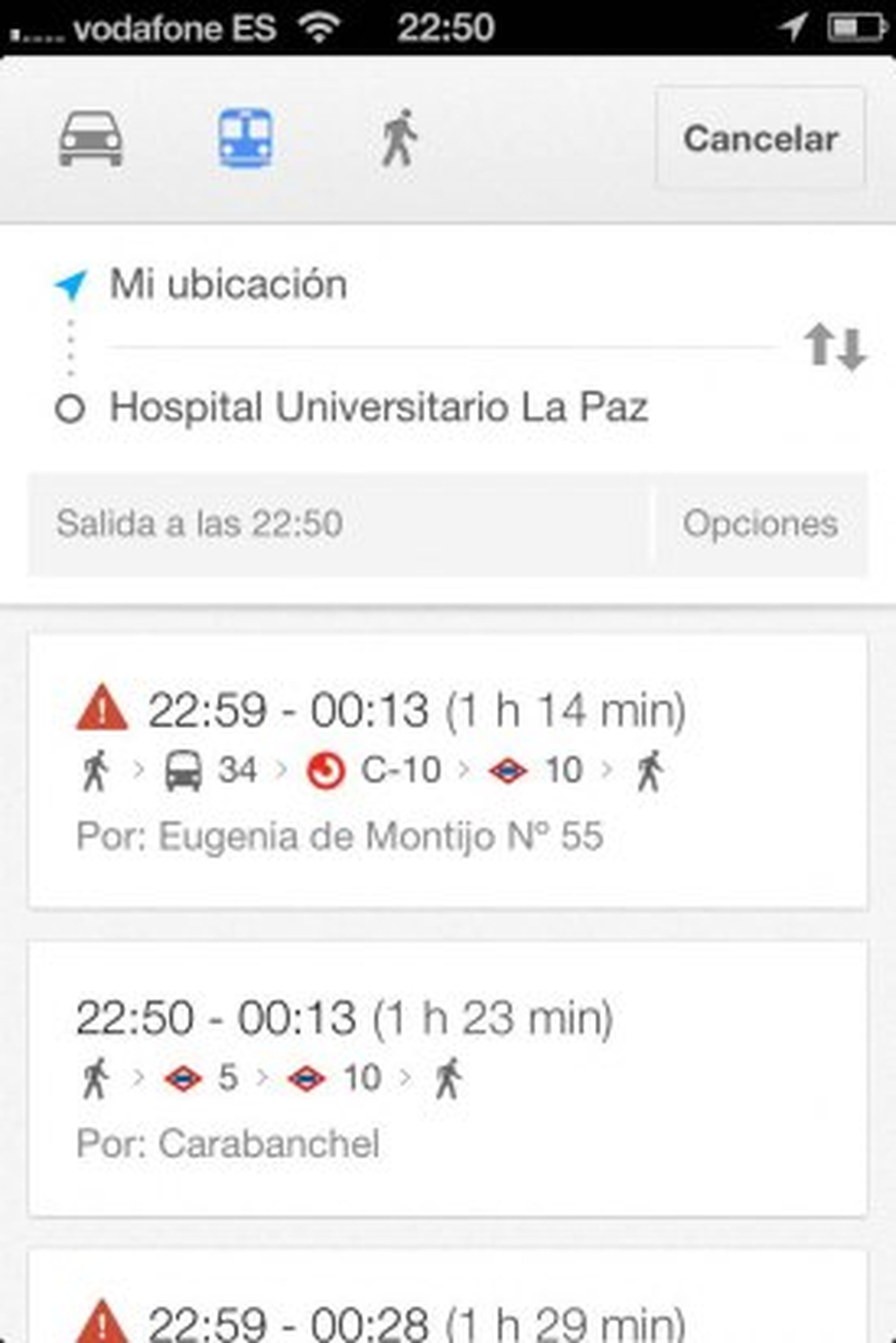 Selecciona el transporte y elige la ruta en la nueva app de Google Maps para iPhone