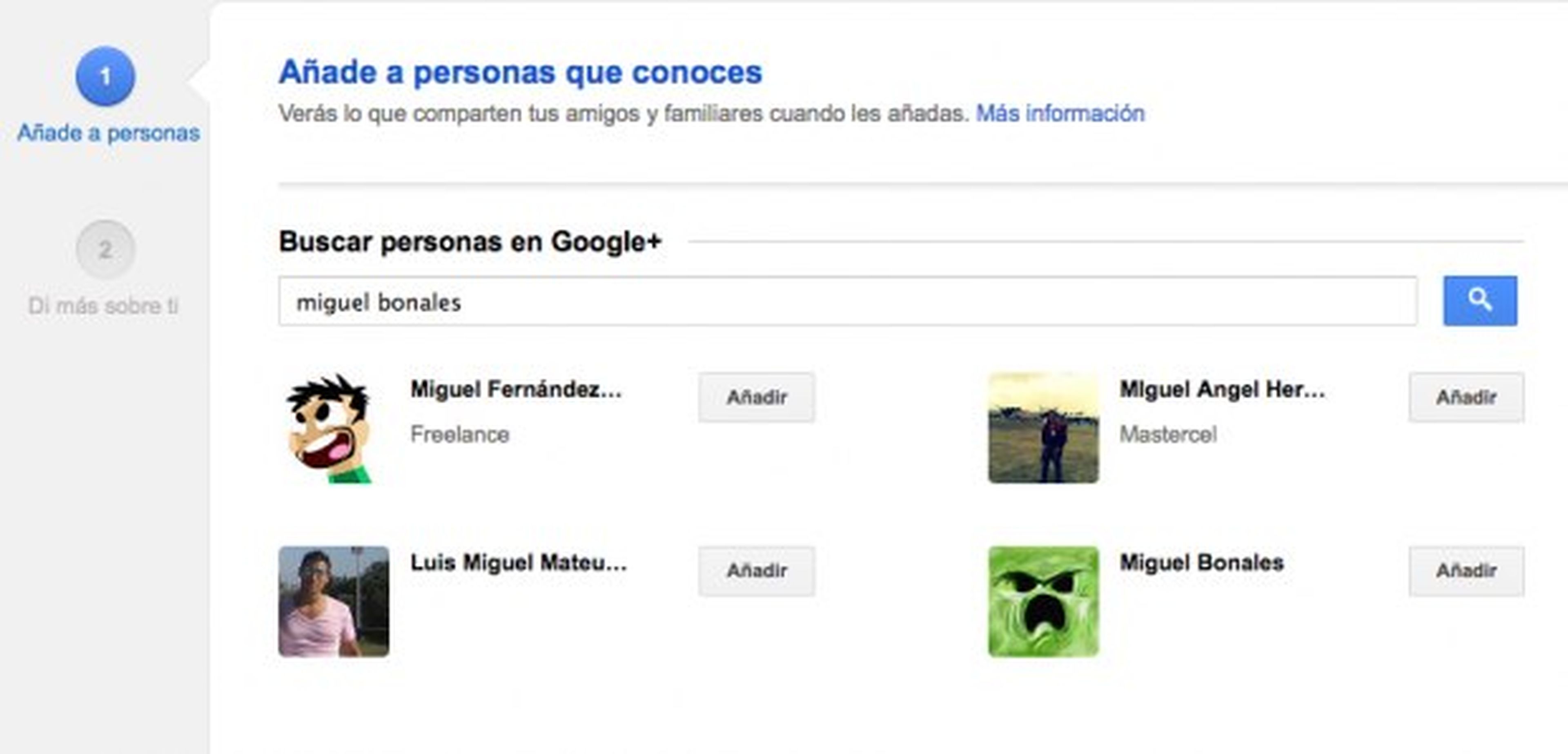 Busca a las personas que conoces en Google Plus