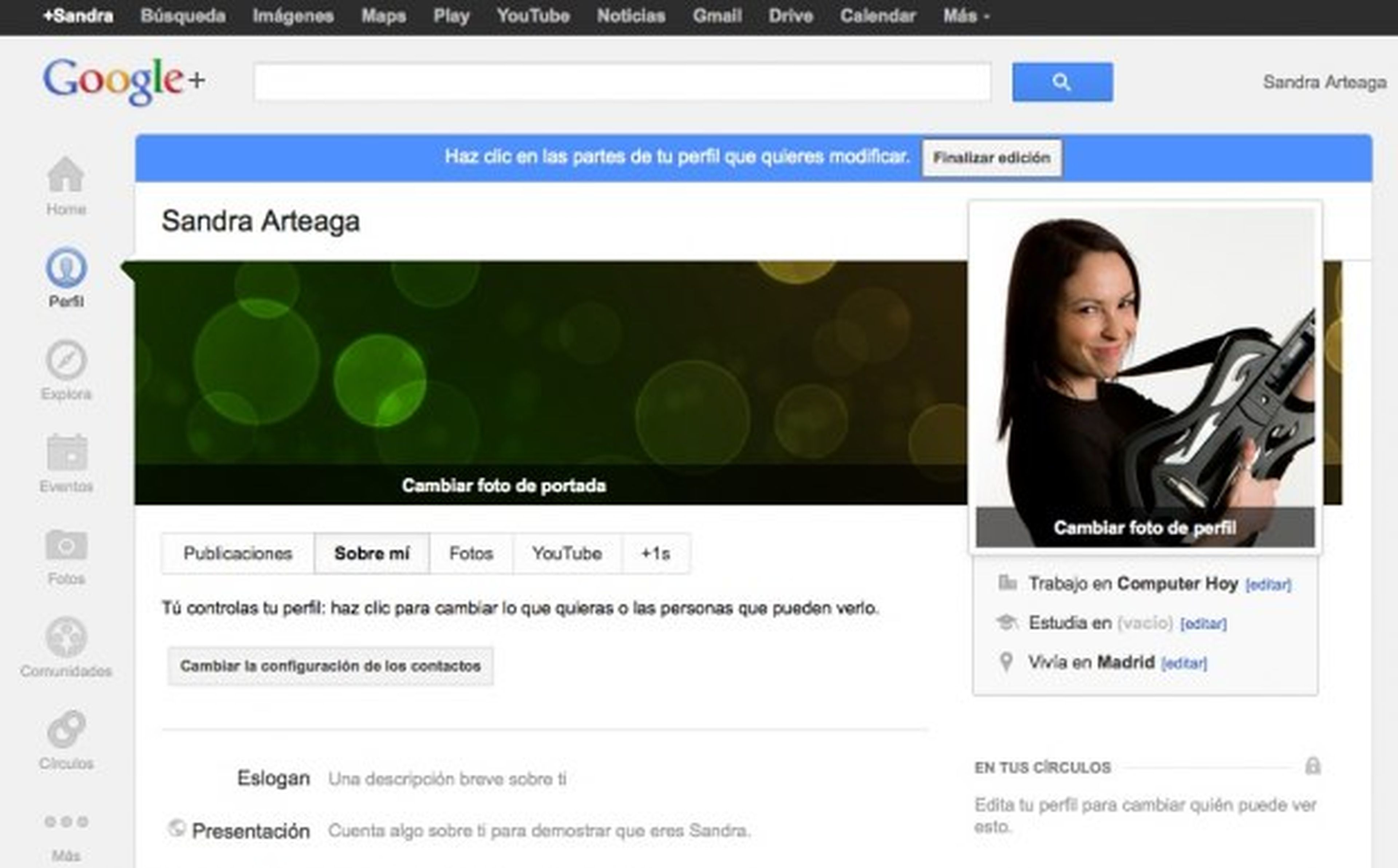 Completa tu información personal en Google Plus