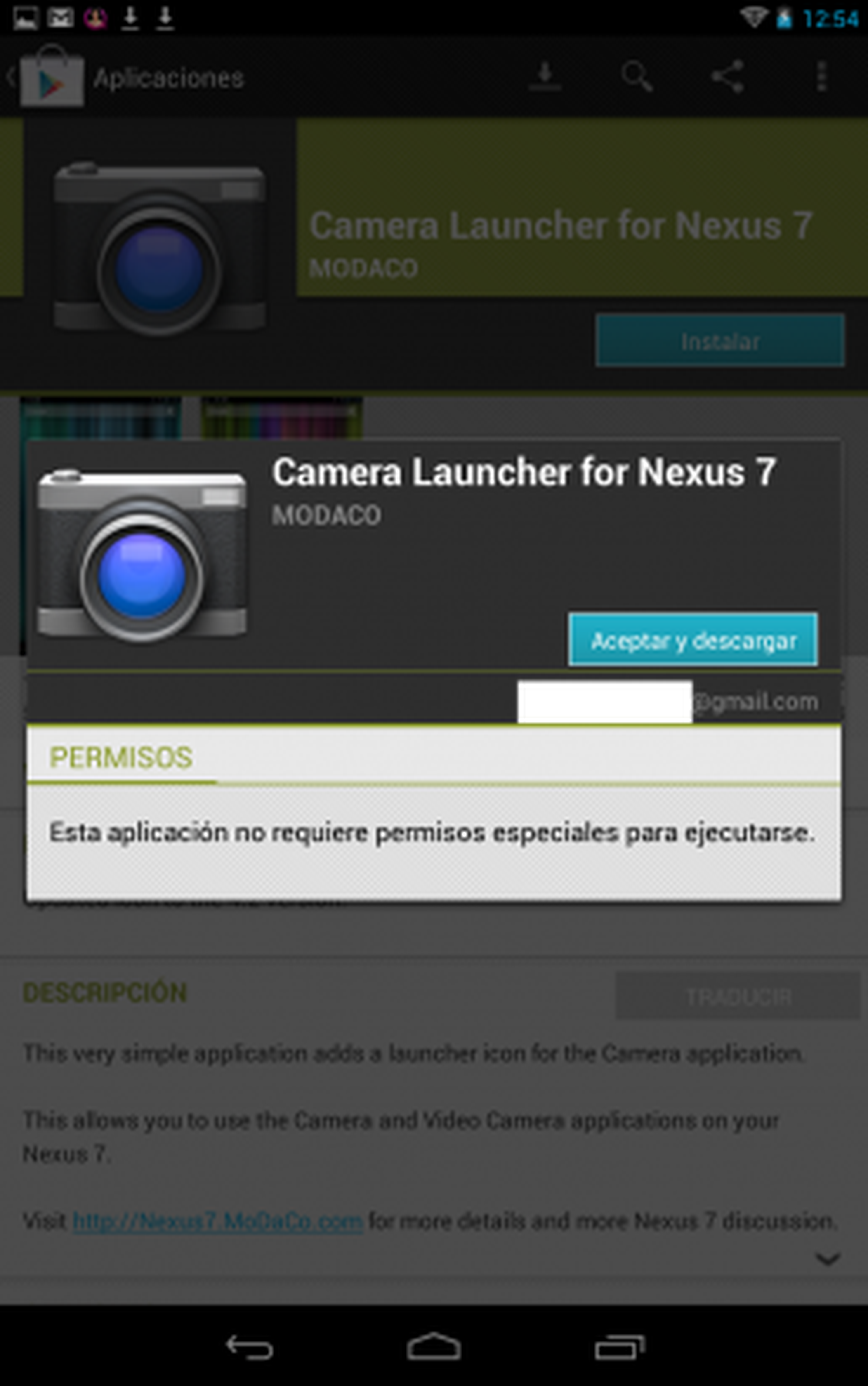 Instala Camera Launcher for Nexus 7
