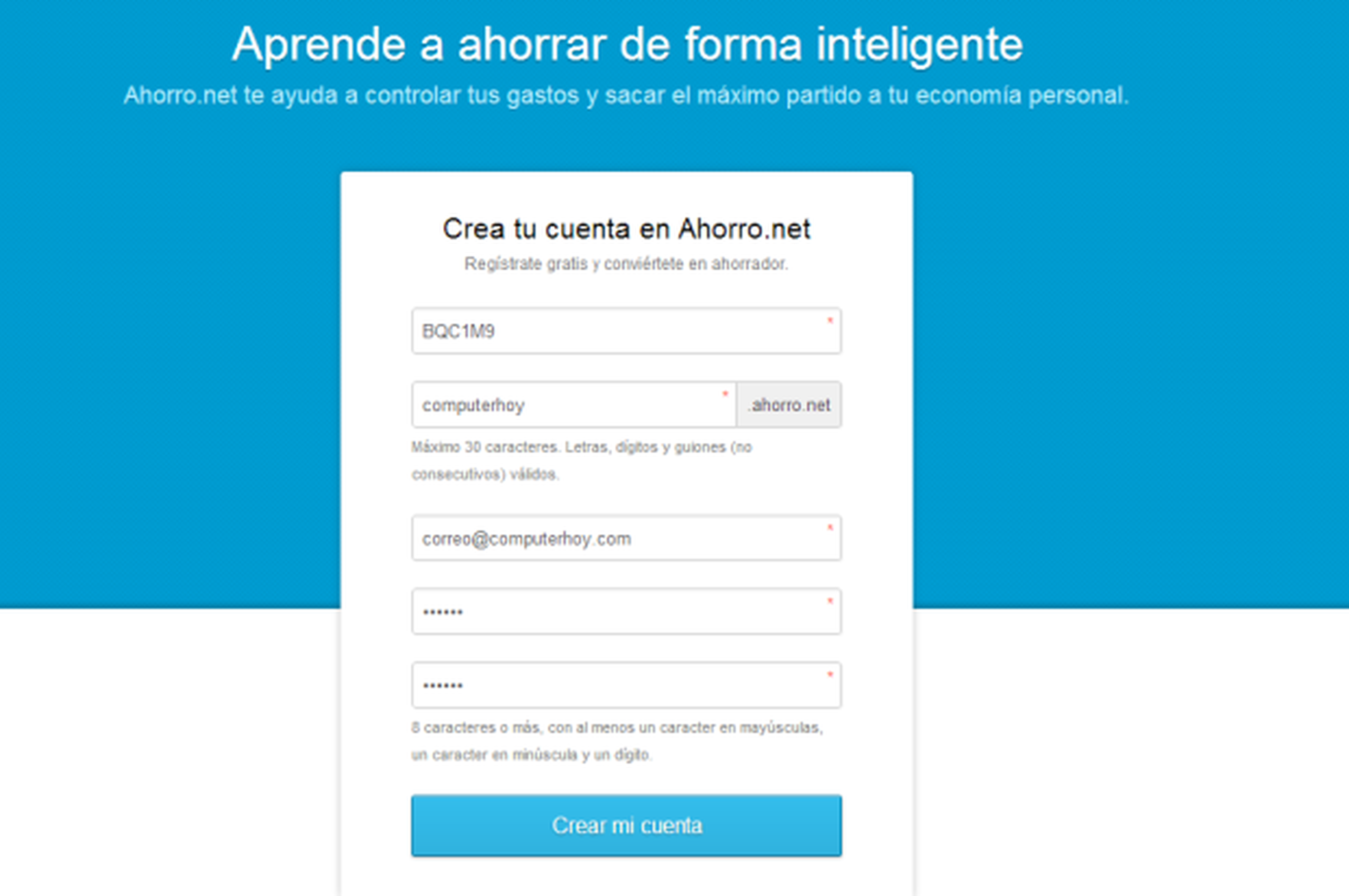 Register in Ahorro.net