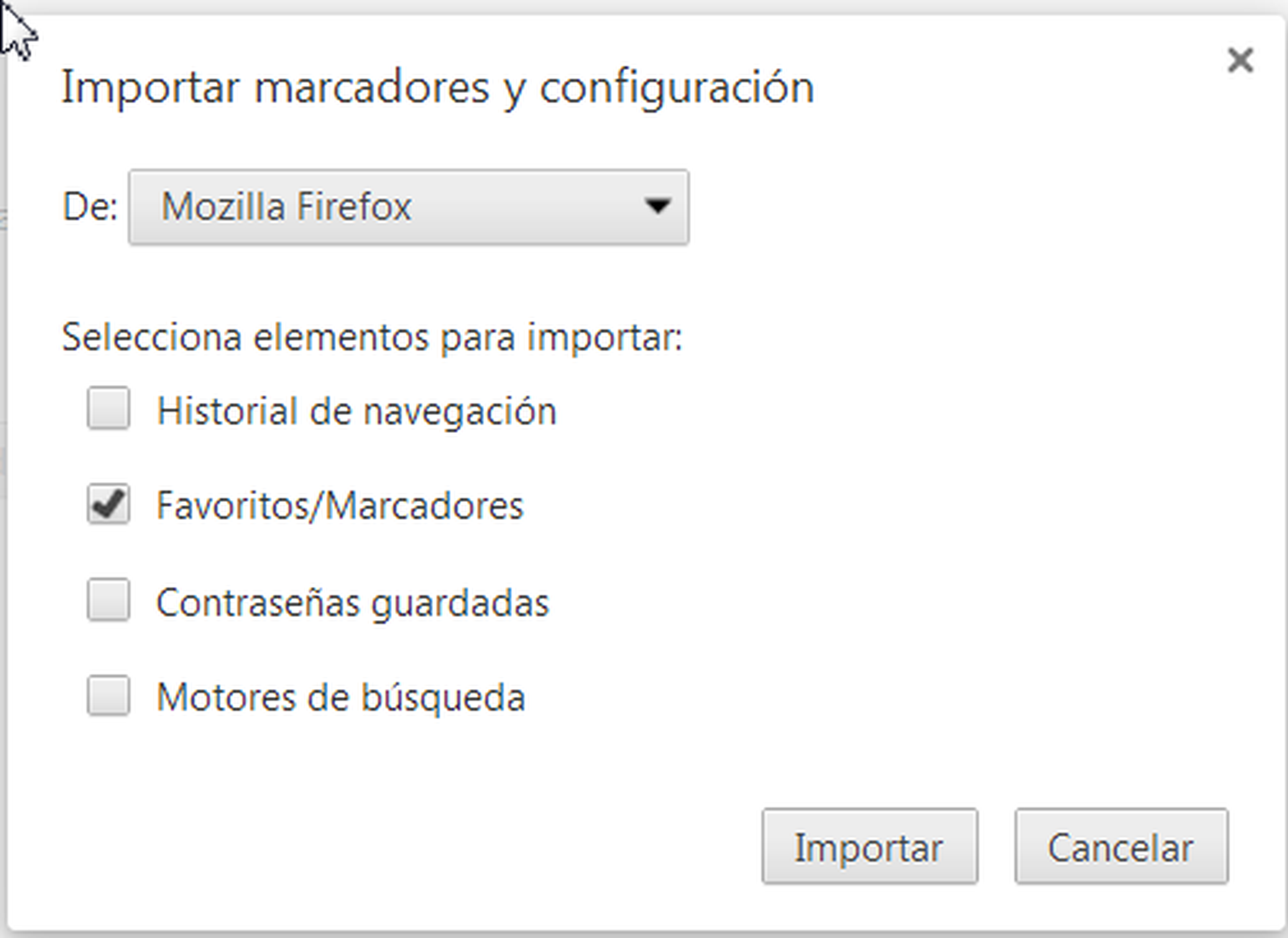 Importa en Google Chrome tus marcadores de Firefox