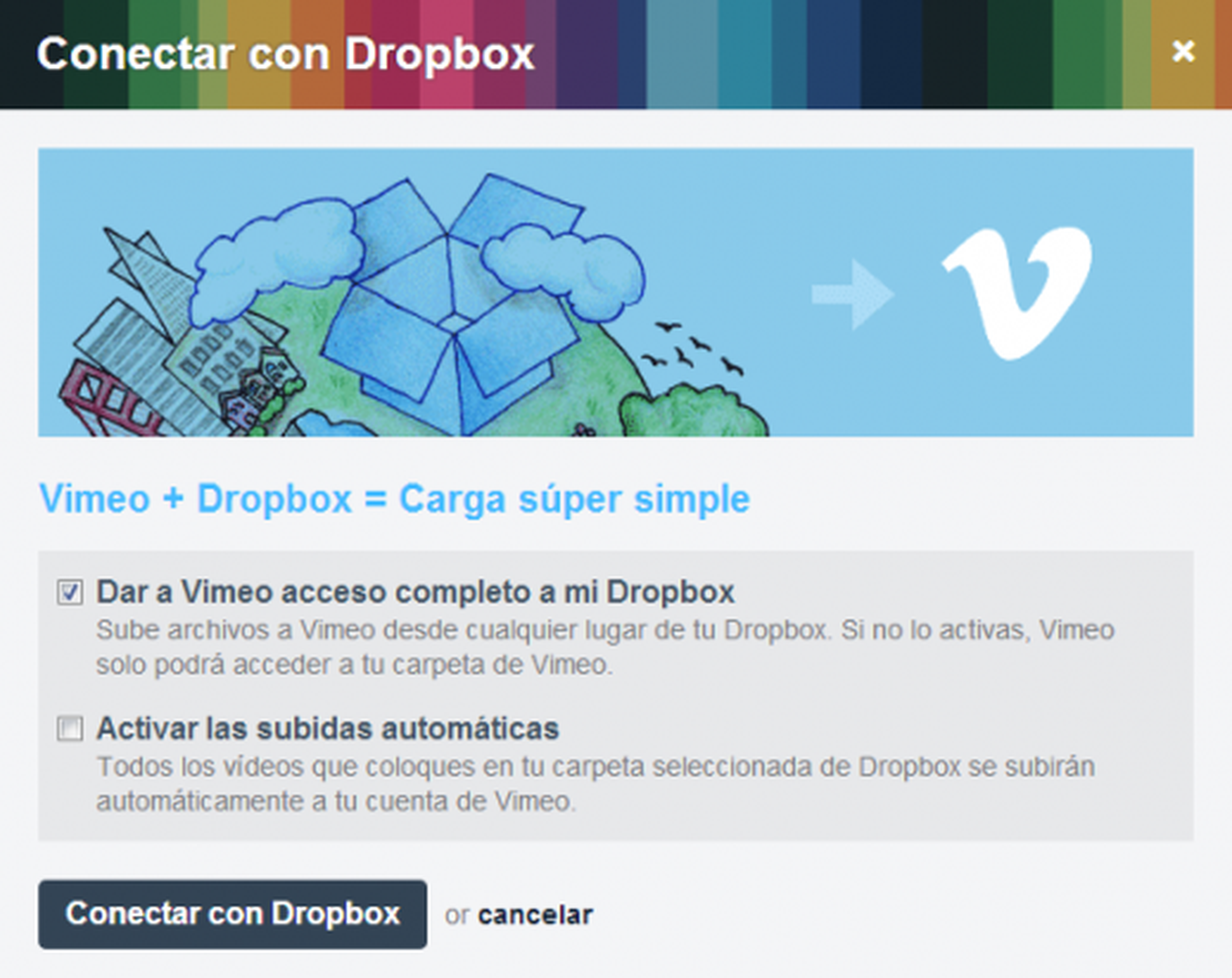 conectar dropbox vimeo
