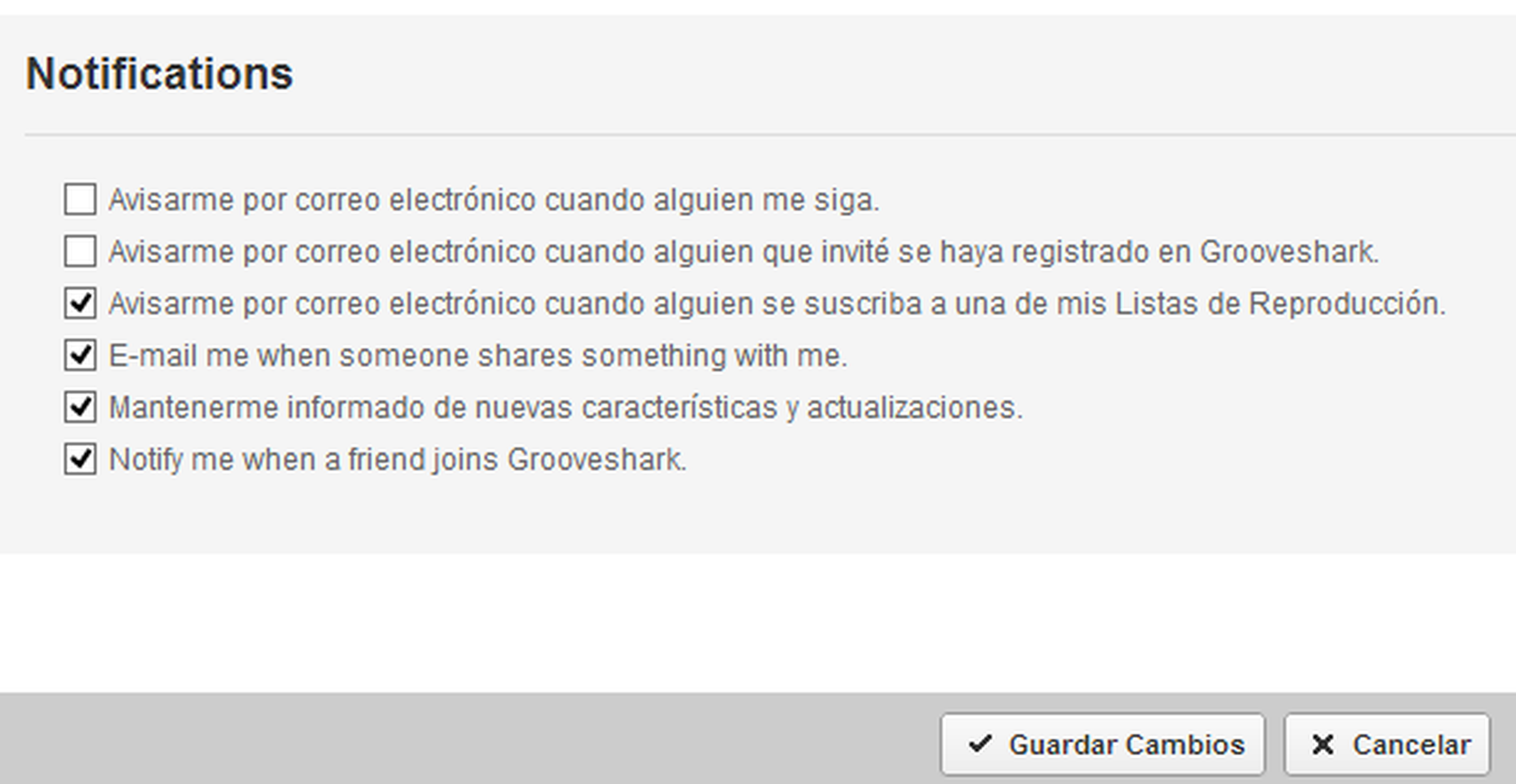 Registro en Grooveshark