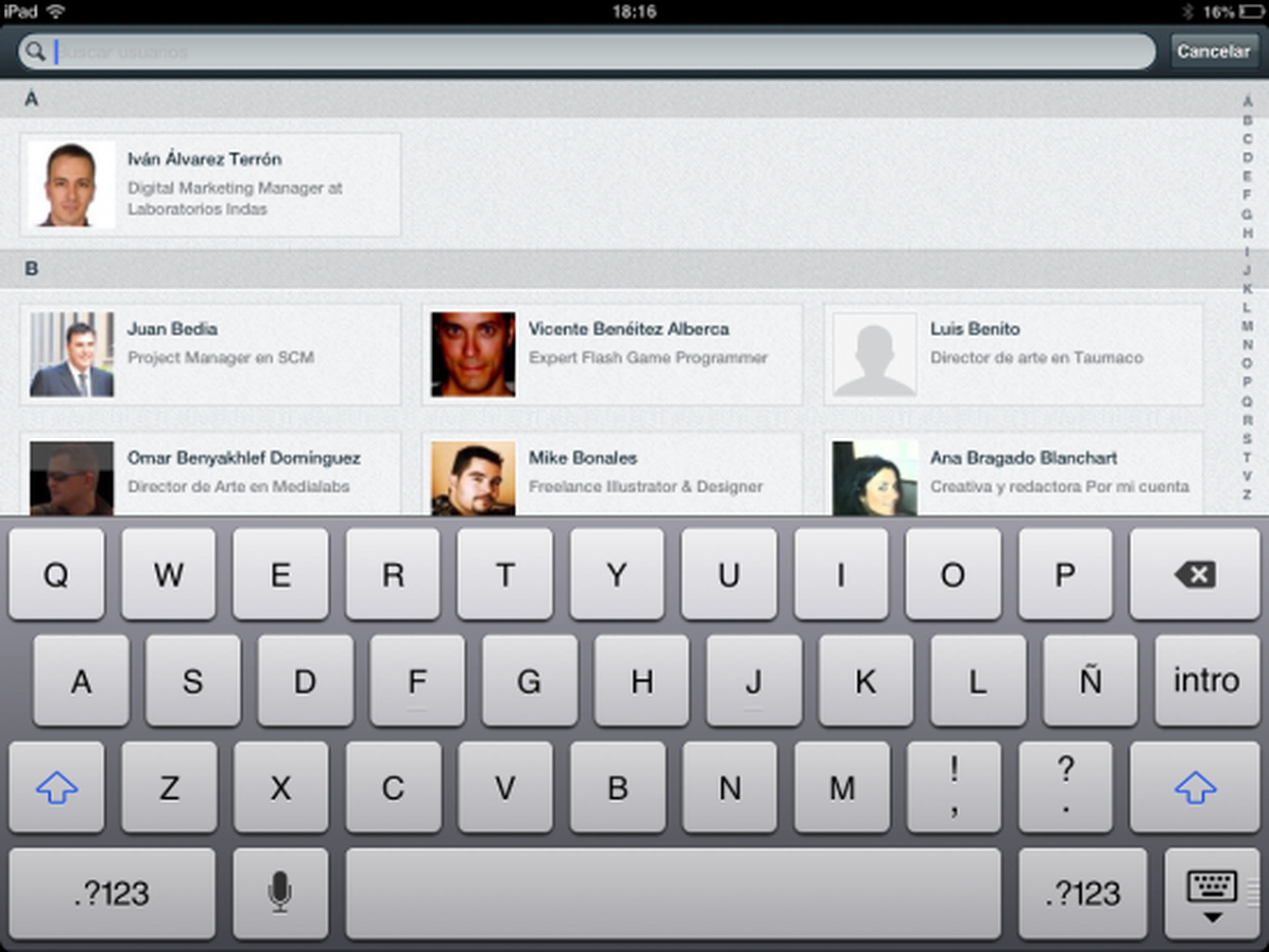 Navega por tus contactos en la app de LinkedIn para iPad