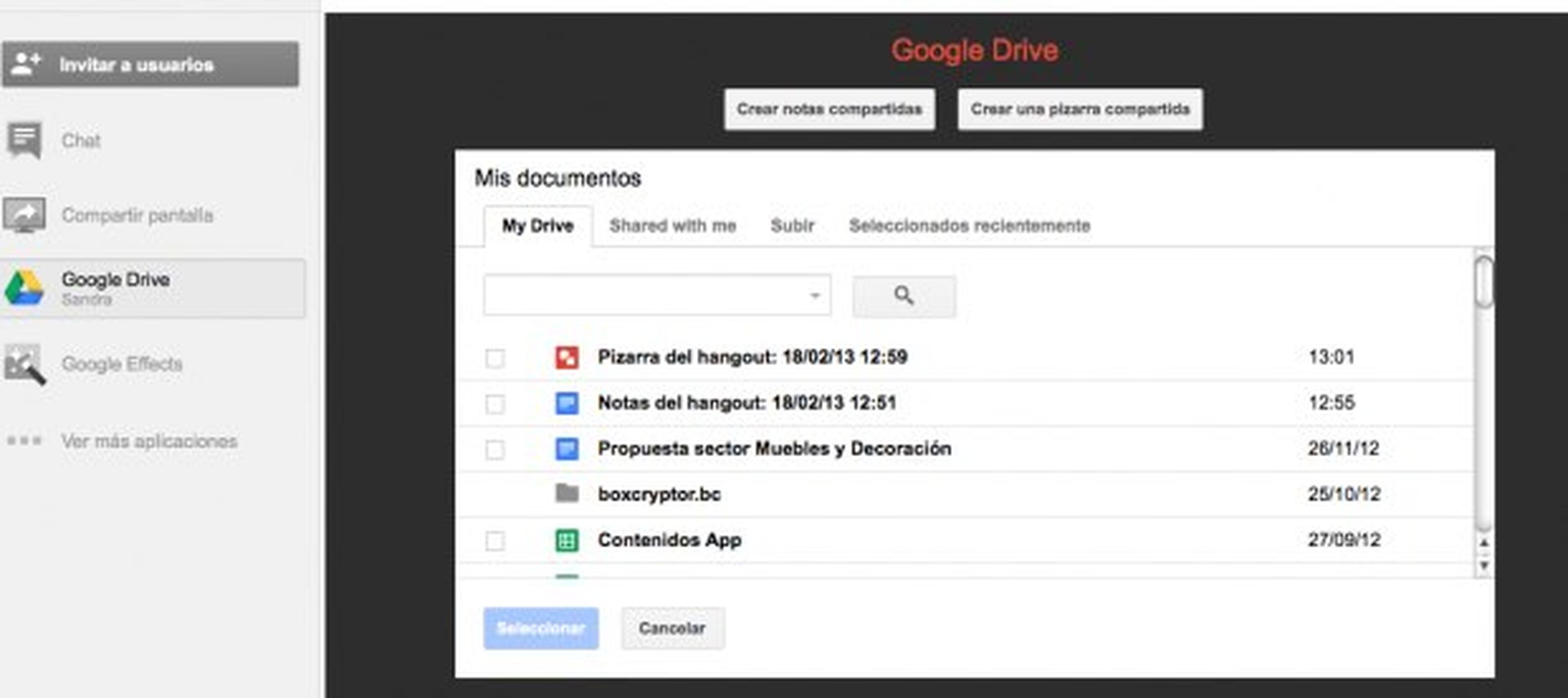 Accede a Google Drive en Hangouts