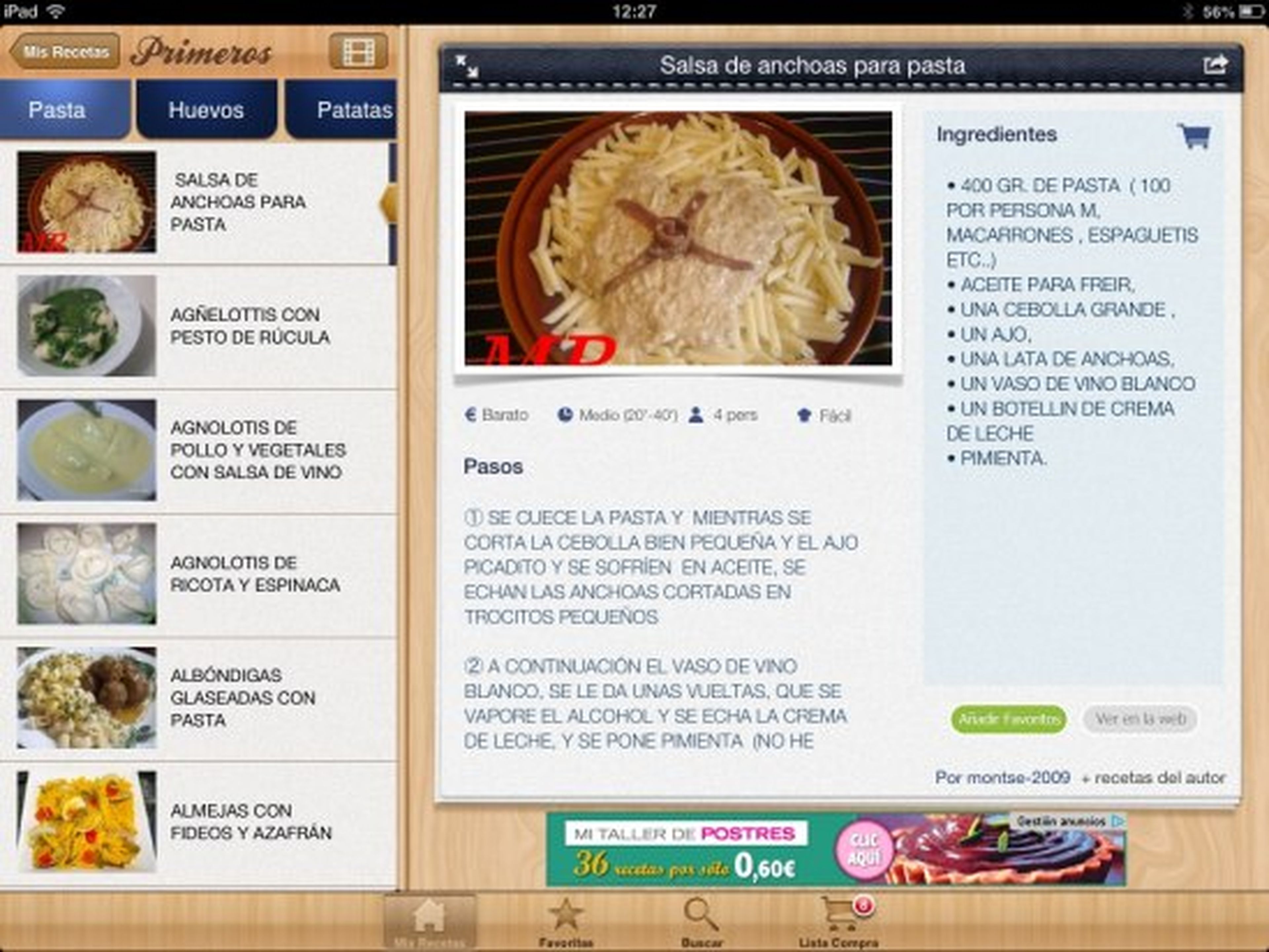 Navega por el recetario en tu iPad