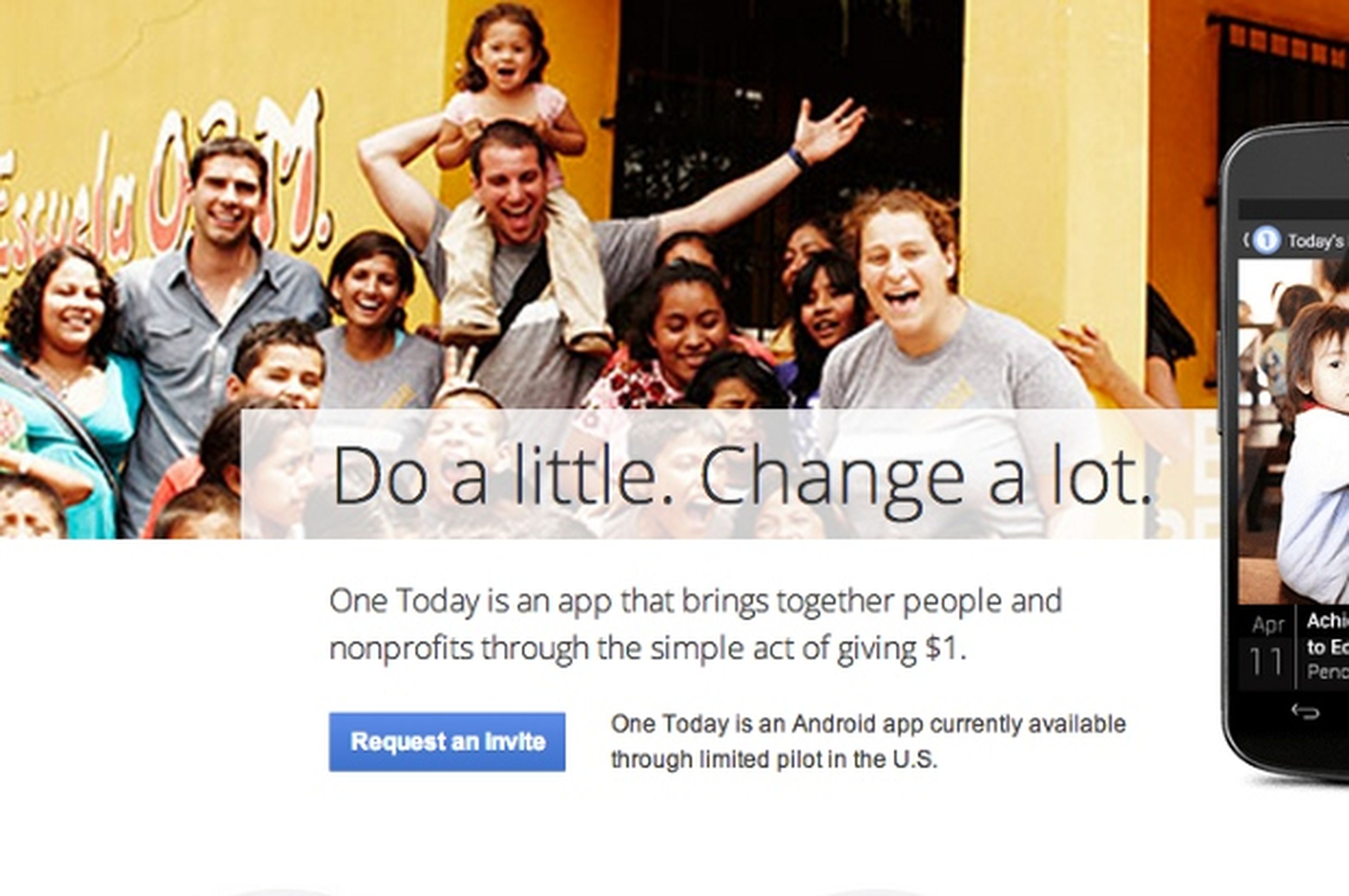 One Today, una aplicación de Google para microdonaciones.