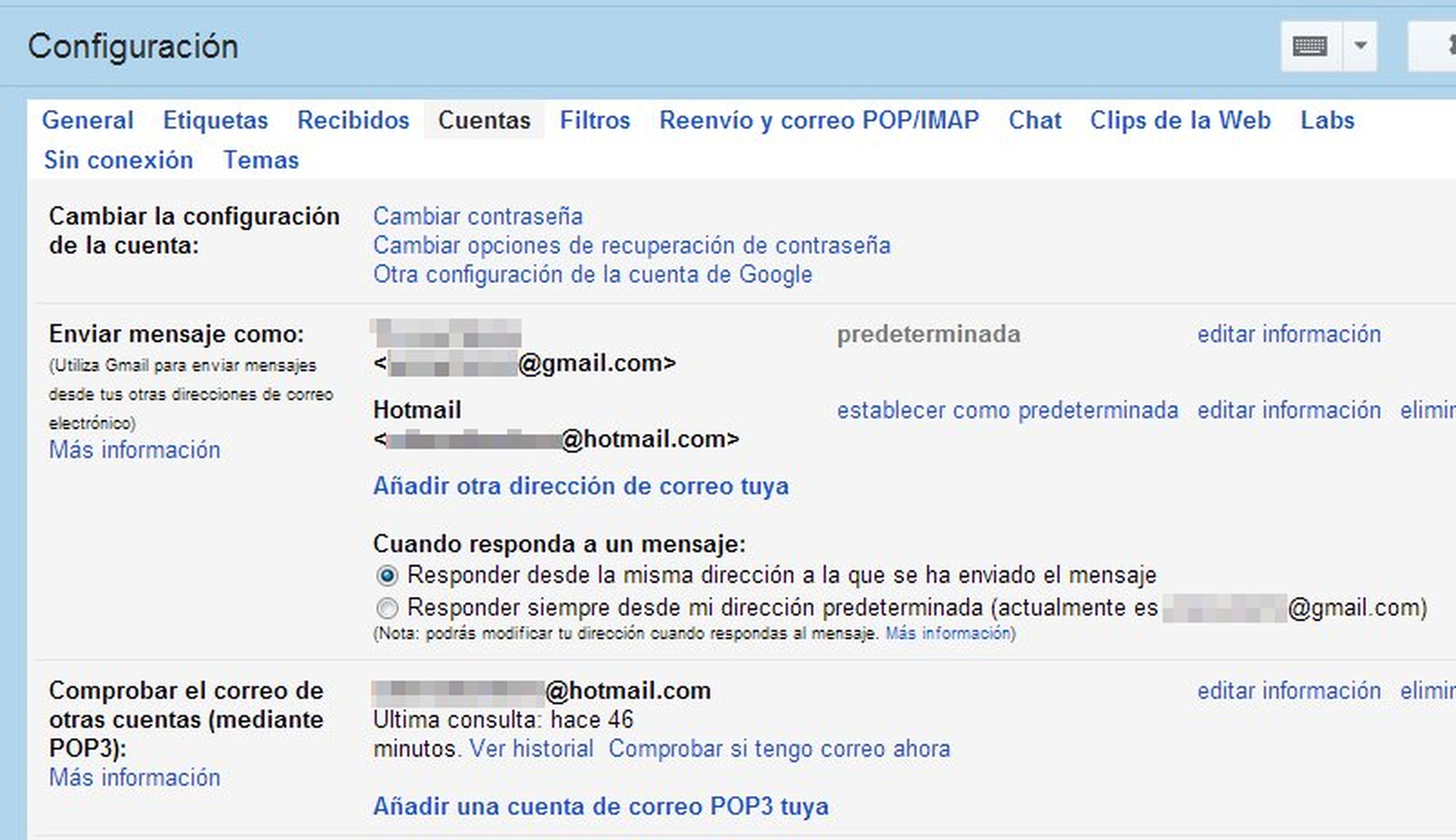 Envía los mensajes de otras cuentas desde Gmail