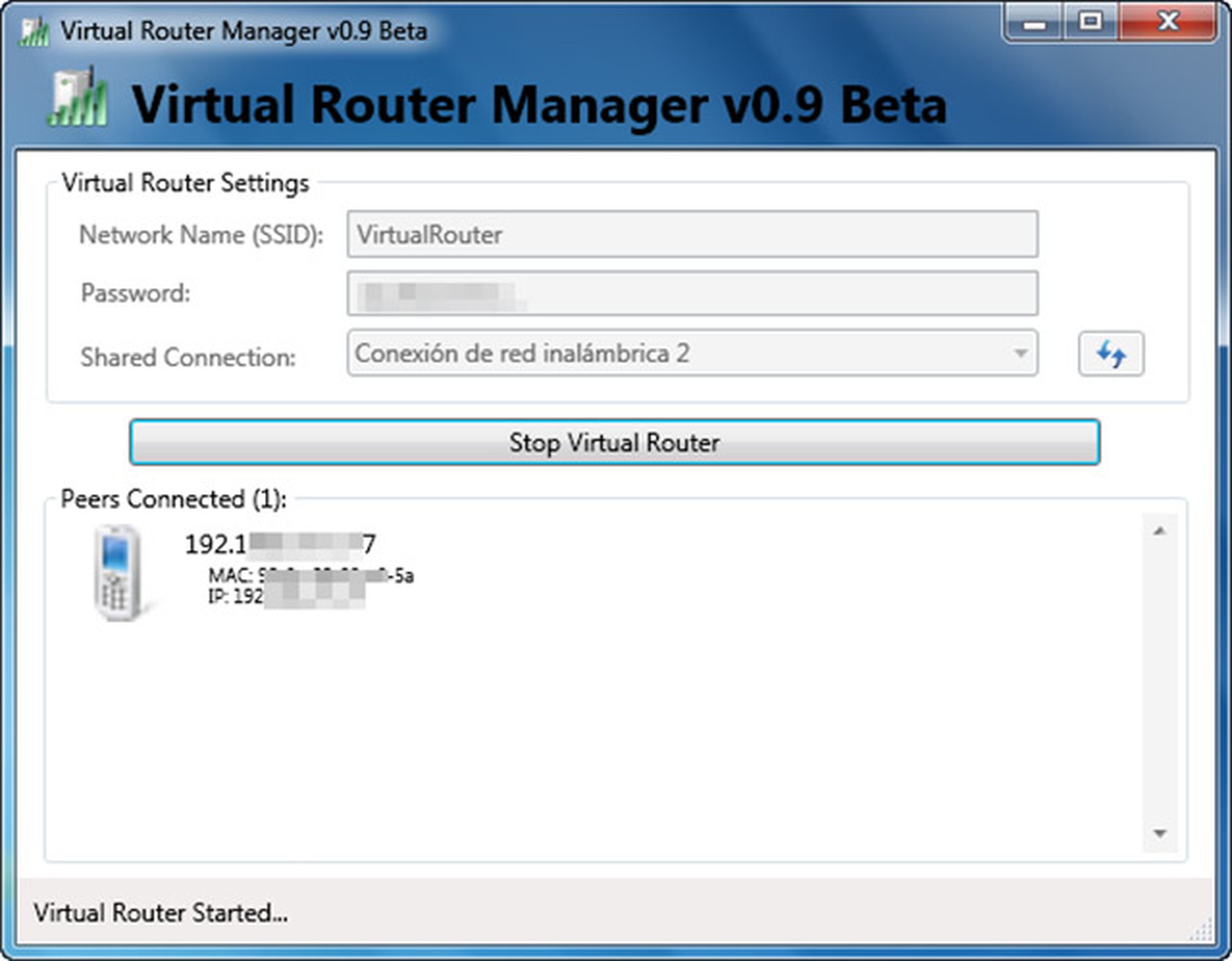 Configura Virtual Router Manager