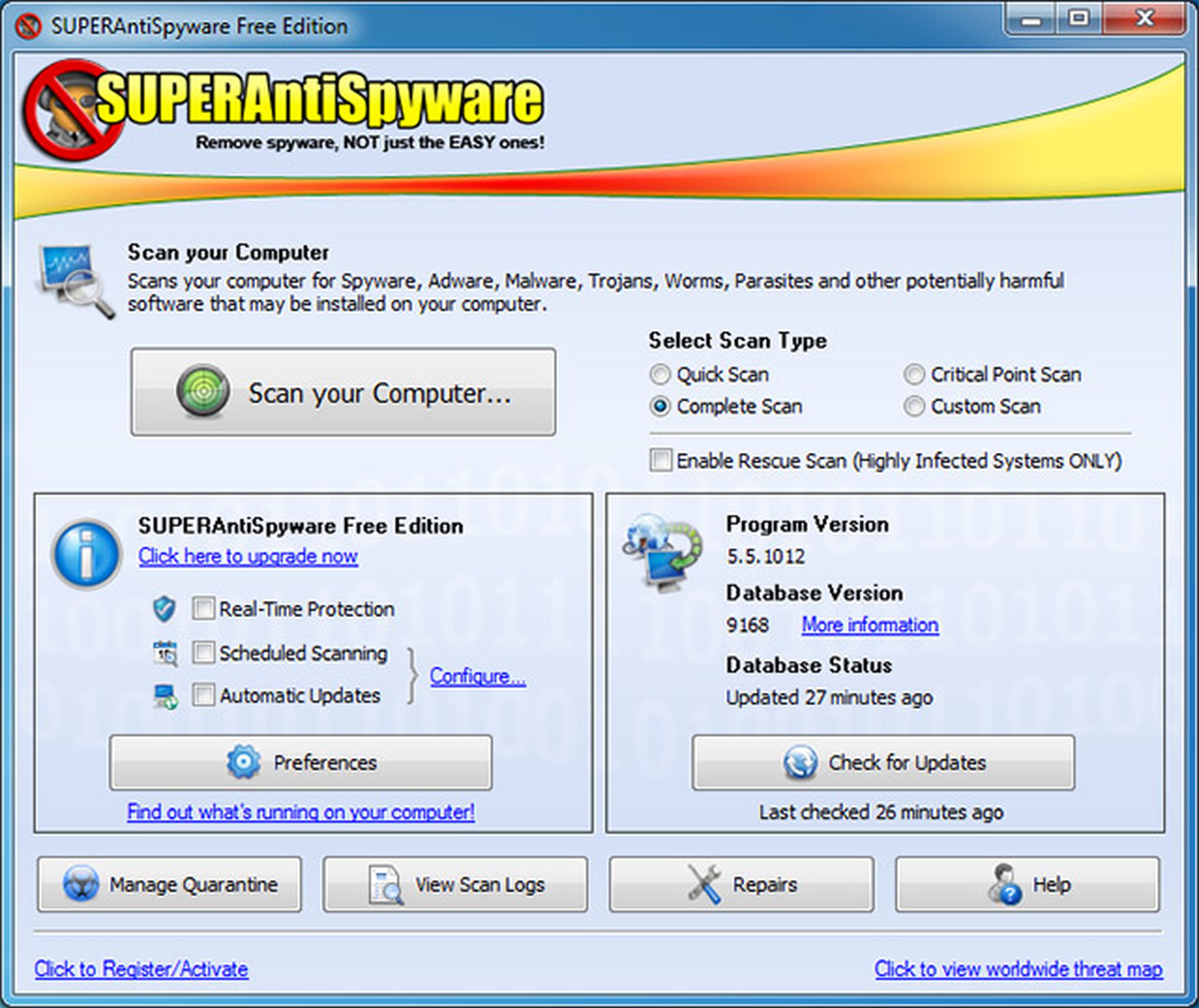 Inicia y actualiza Super AntiSpyware