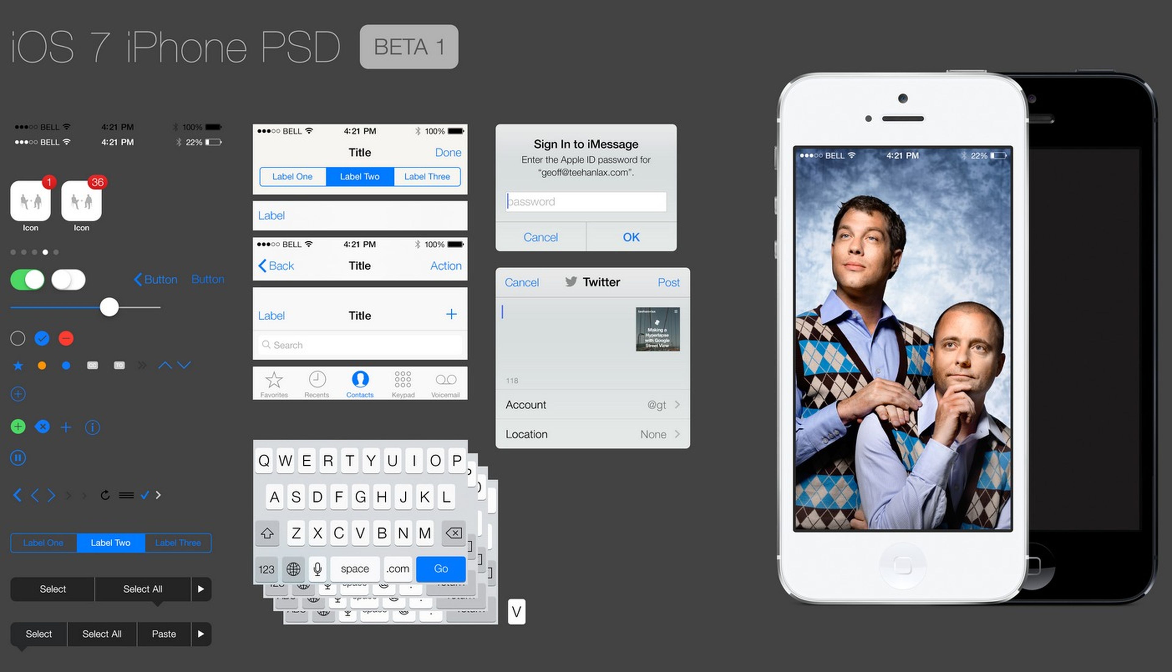 Interfaz iOS 7 de Apple en PSD