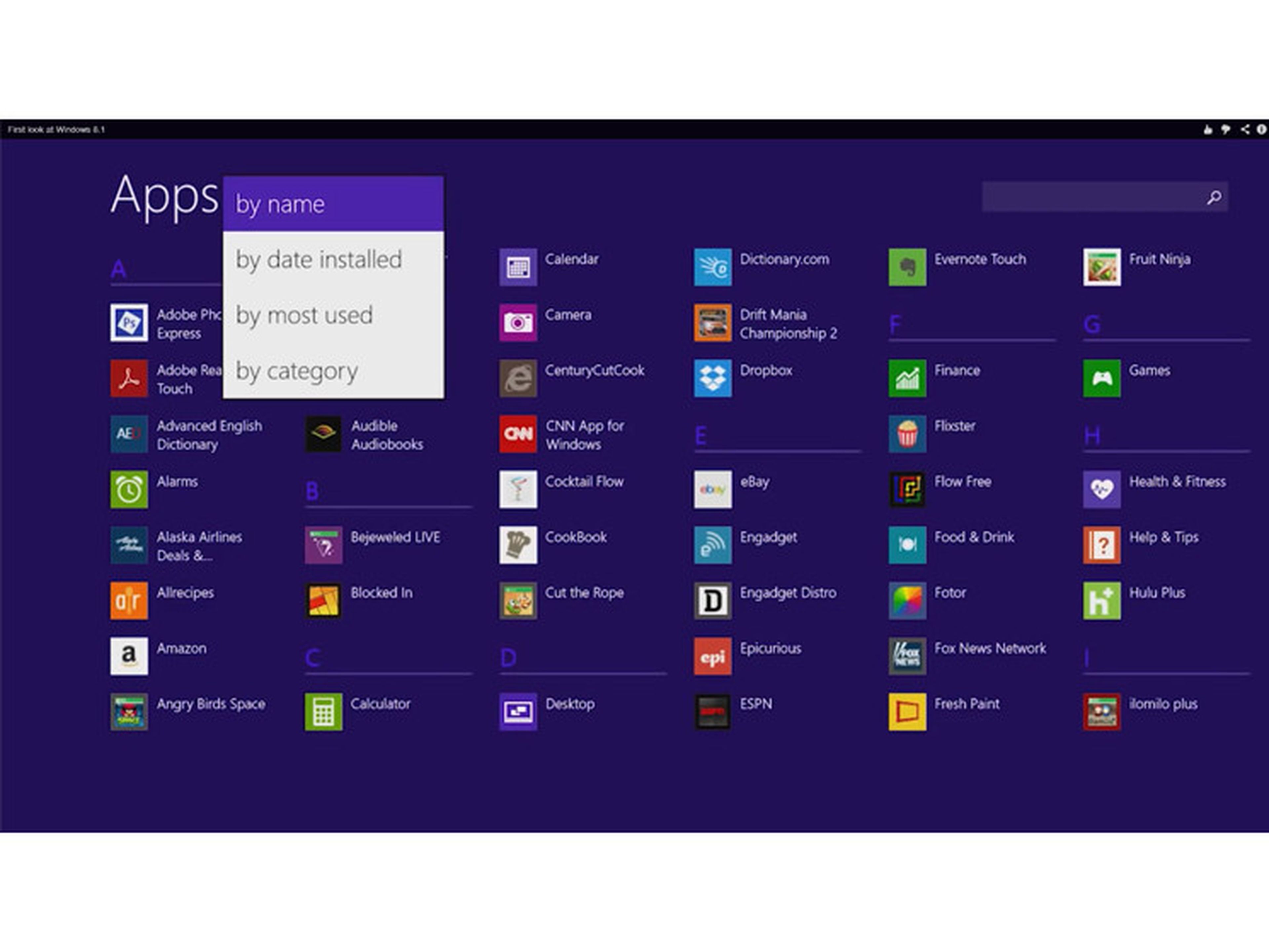 Vistas de las app en Windows 8.1