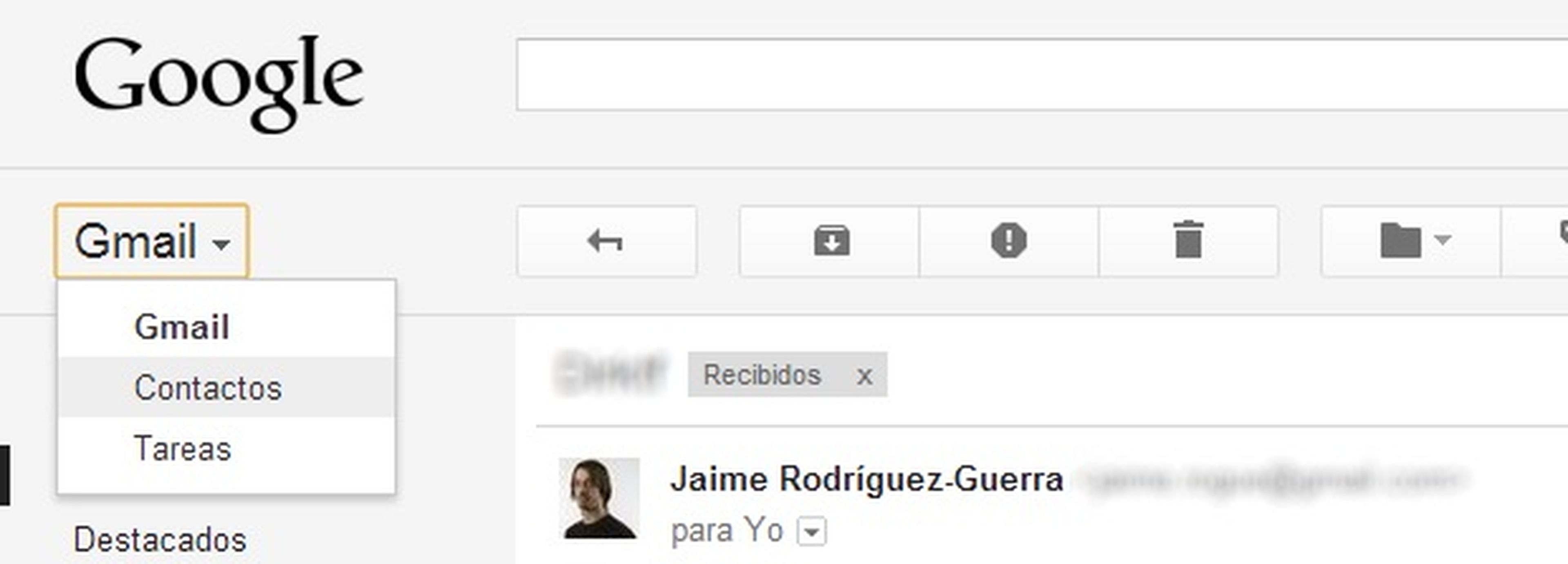 Cambia al modo Contactos de Gmail