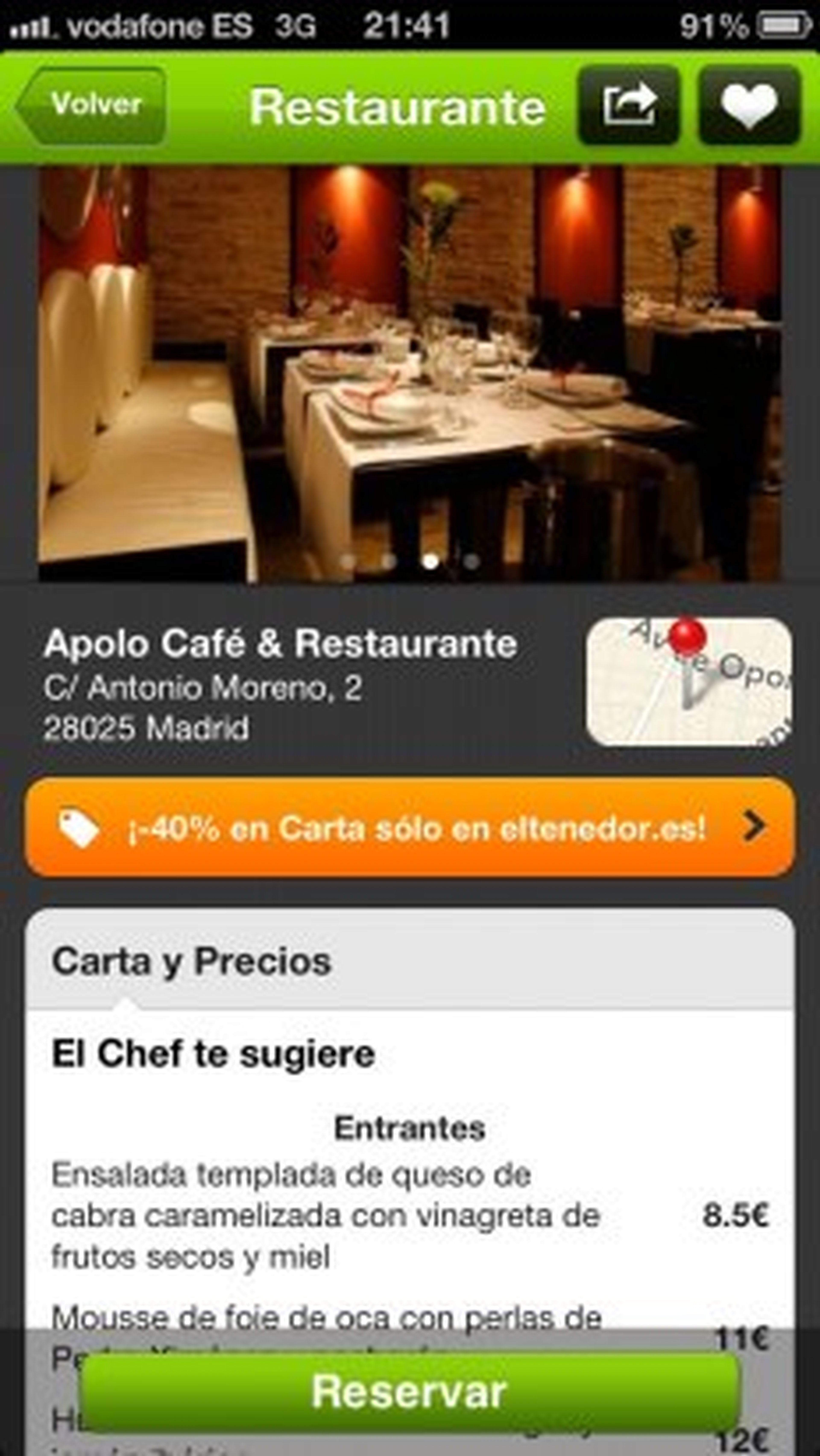 Consulta información del restaurante en eltenedor.es