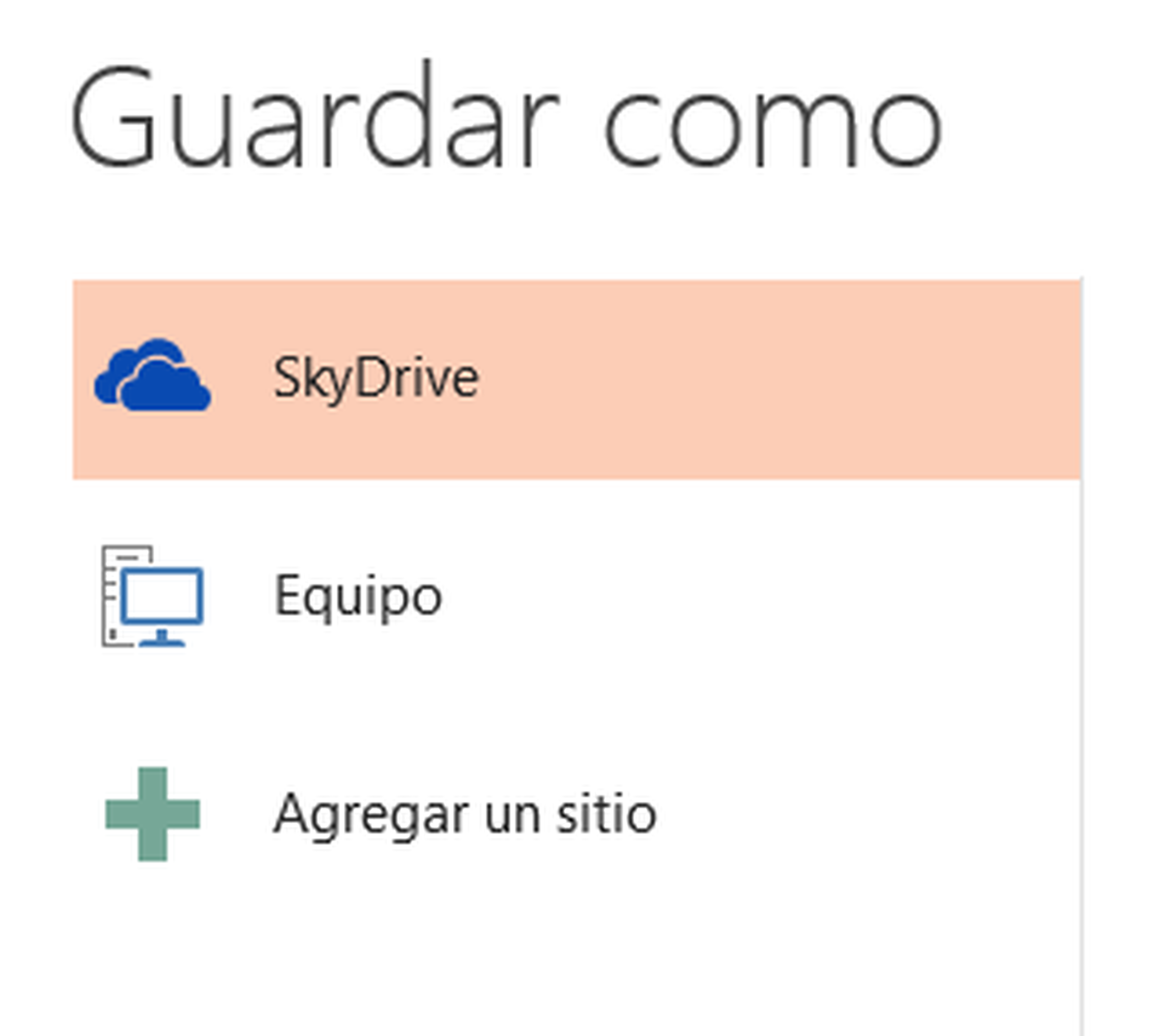 Guardar en SkyDrive