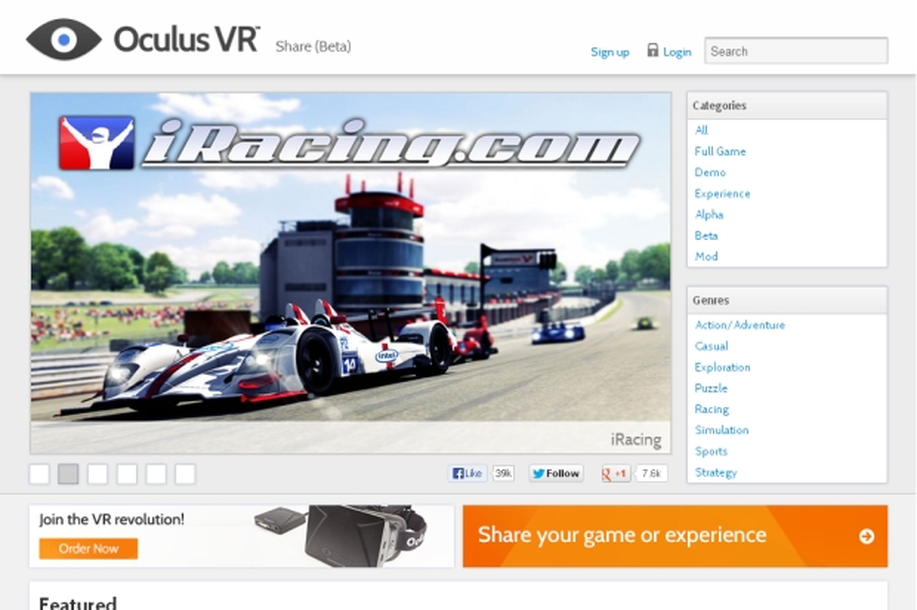 Abre sus puertas Oculus VR Share, la tienda de software de las gafas Oculus Rift de realidad virtual.