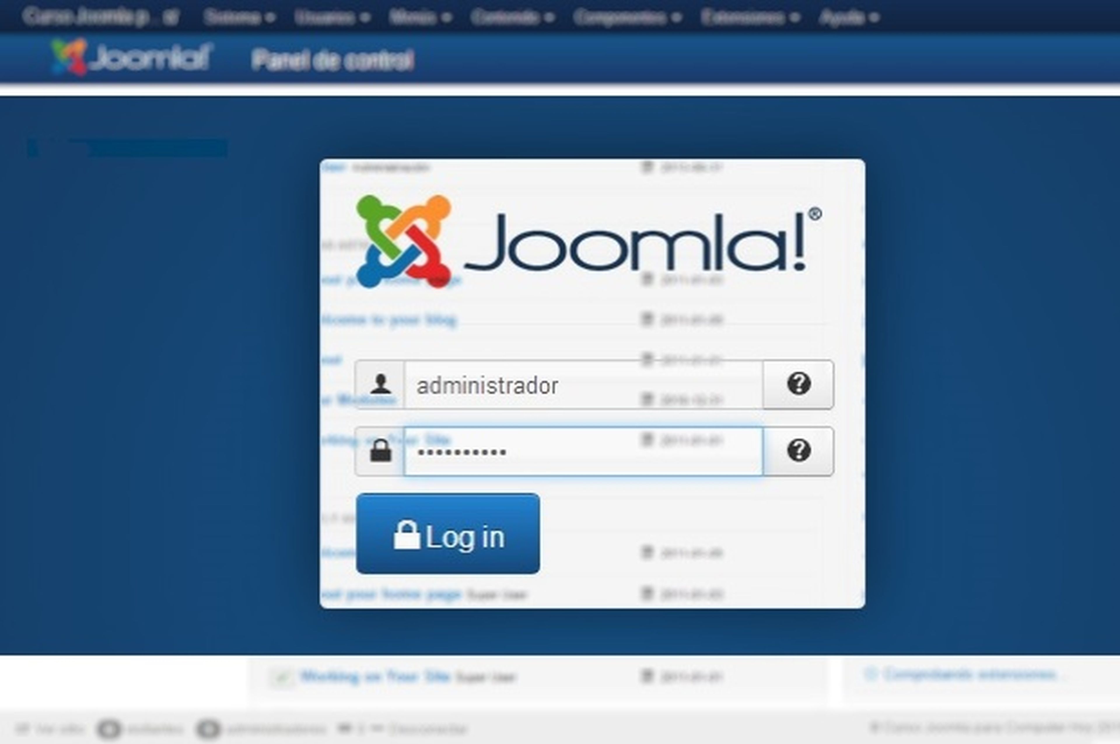 El panel de administración de Joomla 3.x