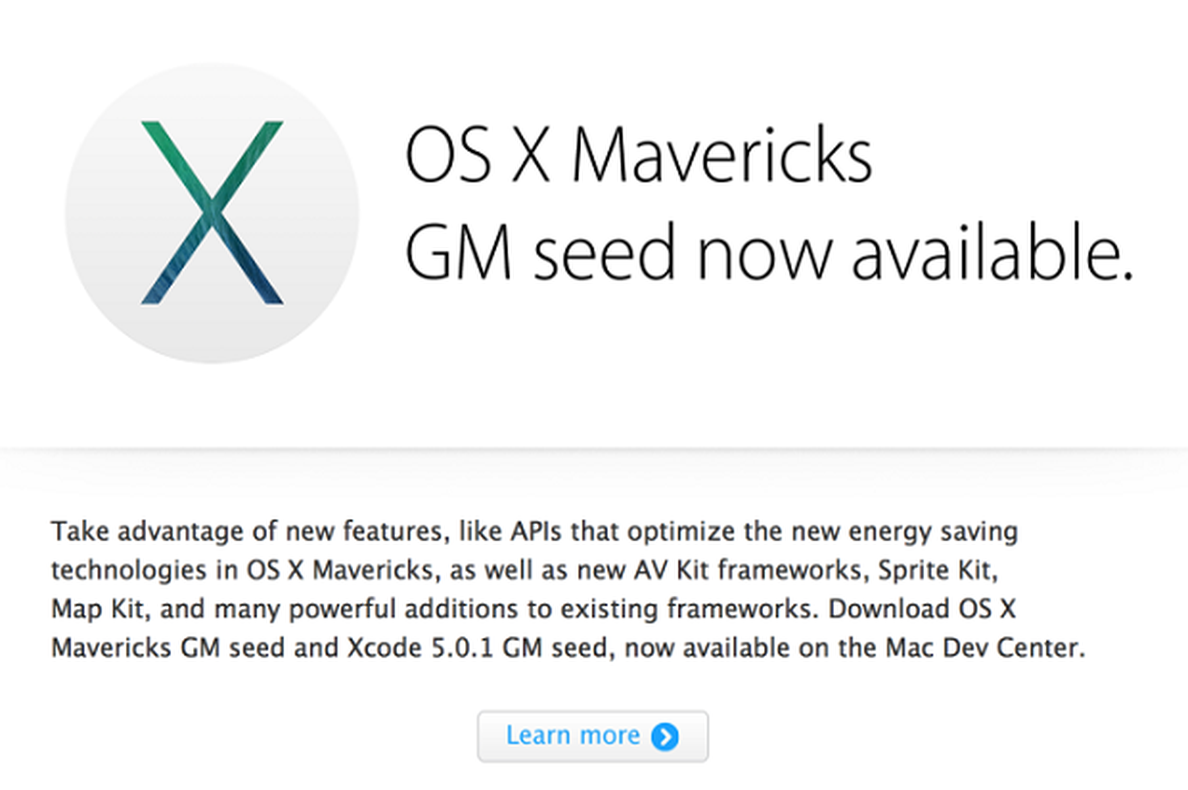 Mac OS X Mavericks lanza su versión golden master