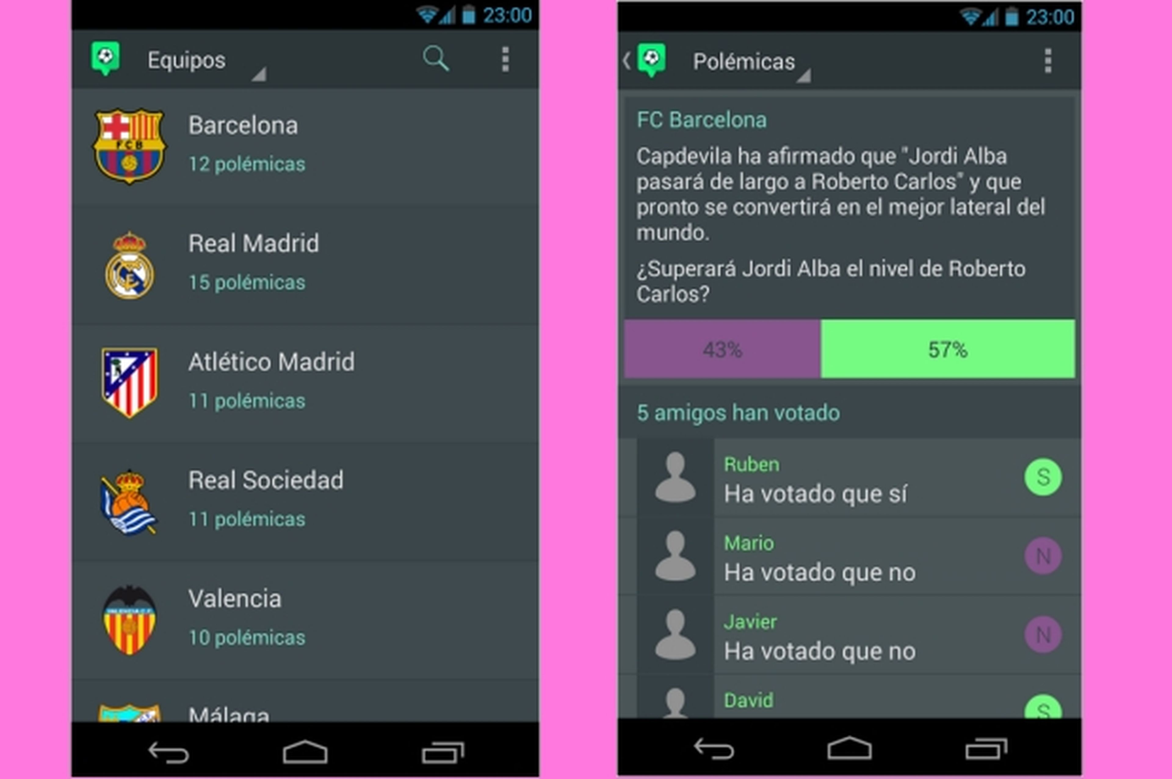 Debate sobre fútbol usando encuestas con la app para iOS y Android espolémica