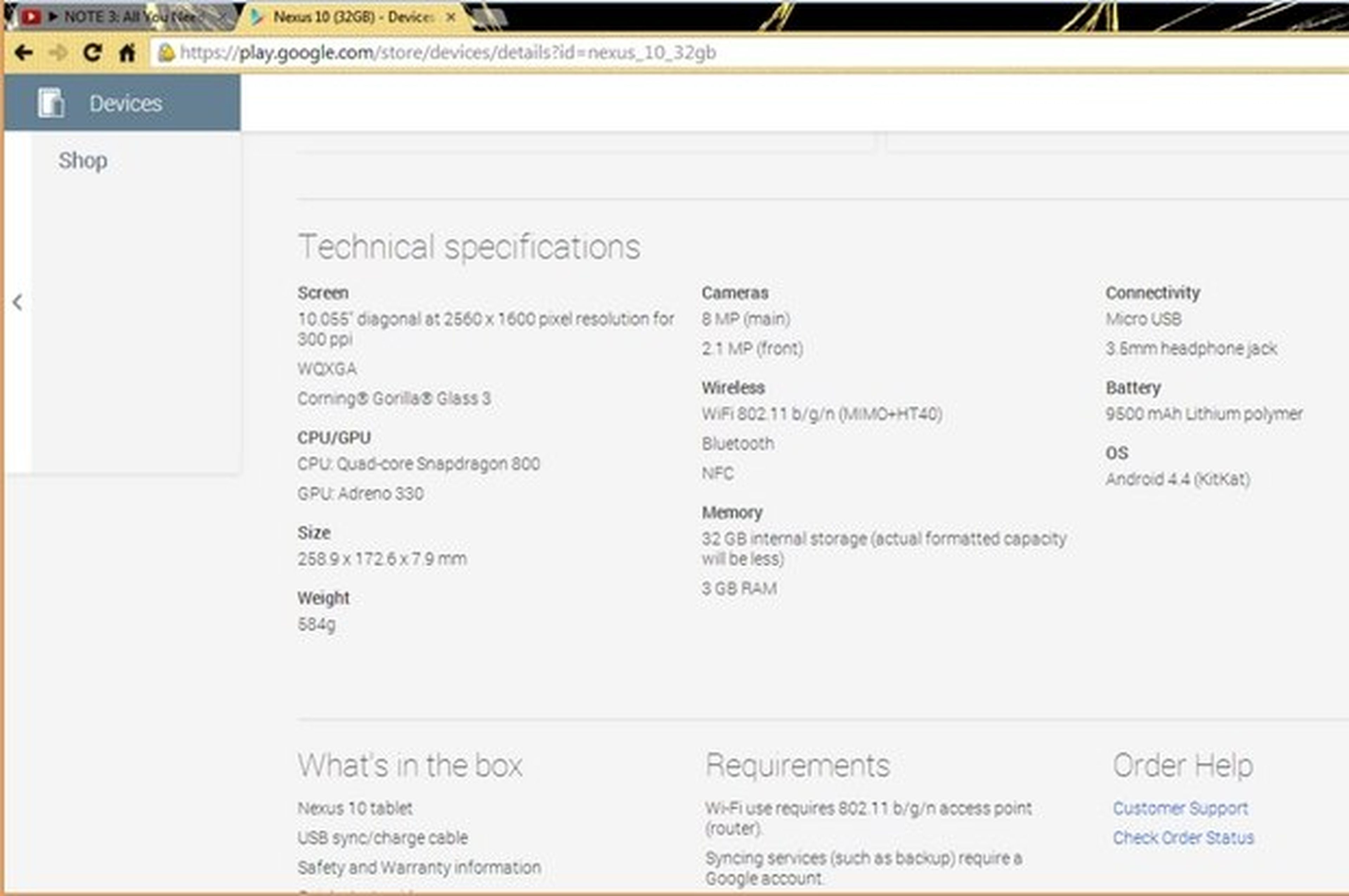 Supuestas características Nexus 10