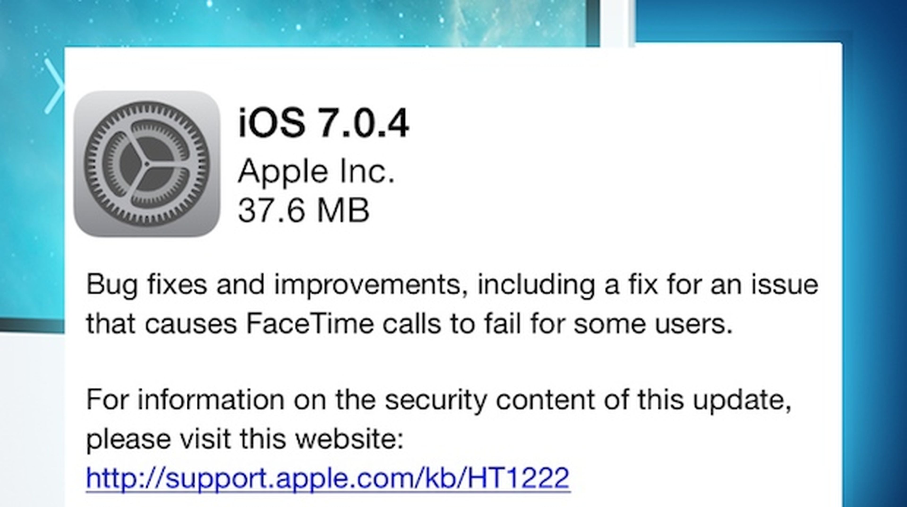 Apple lanza nueva actualización a iOS 7.0.4