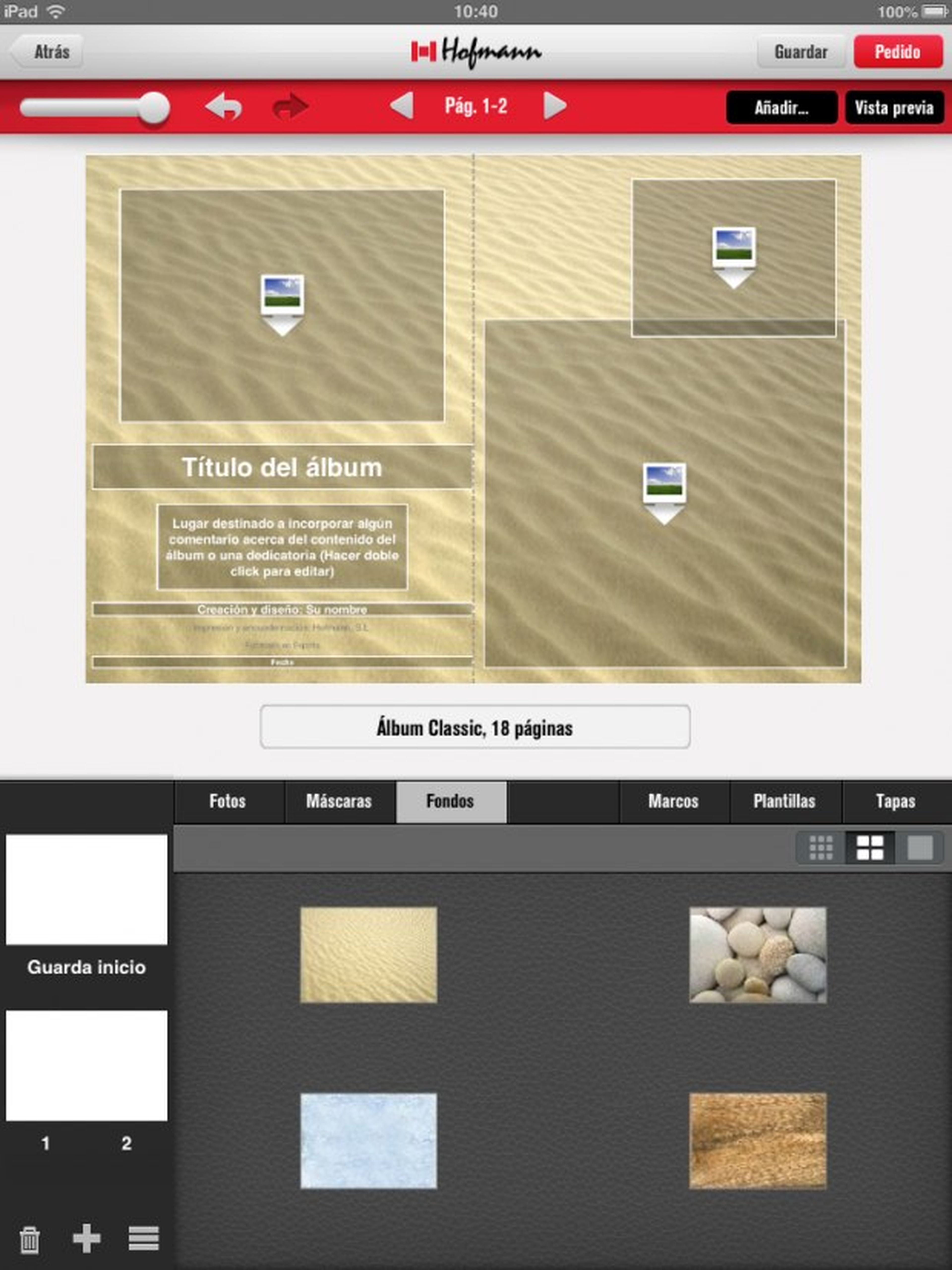 Diseña las páginas interiores de tu álbum digital