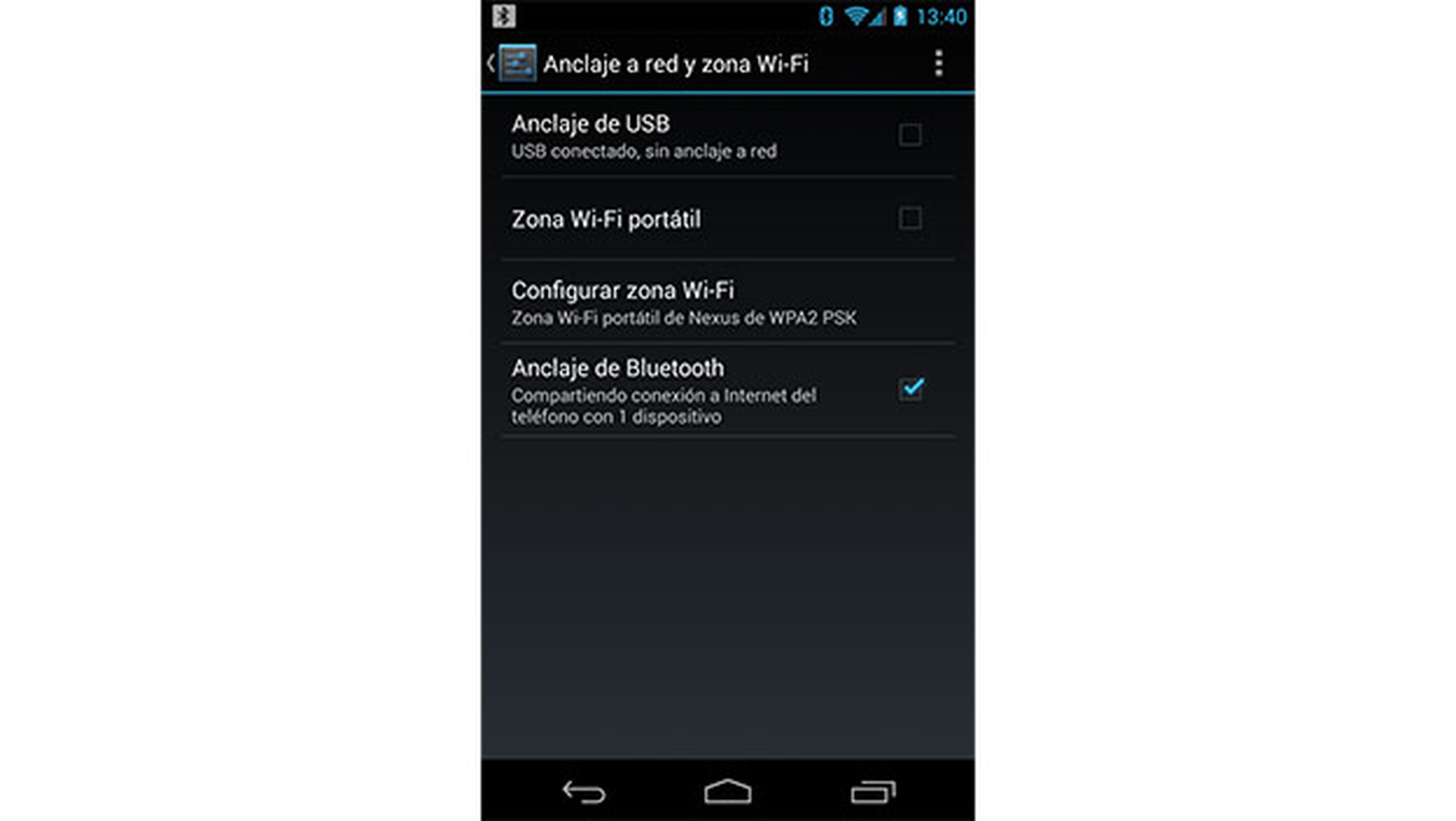 Comparte la conexión de tu Android vía Bluetooth